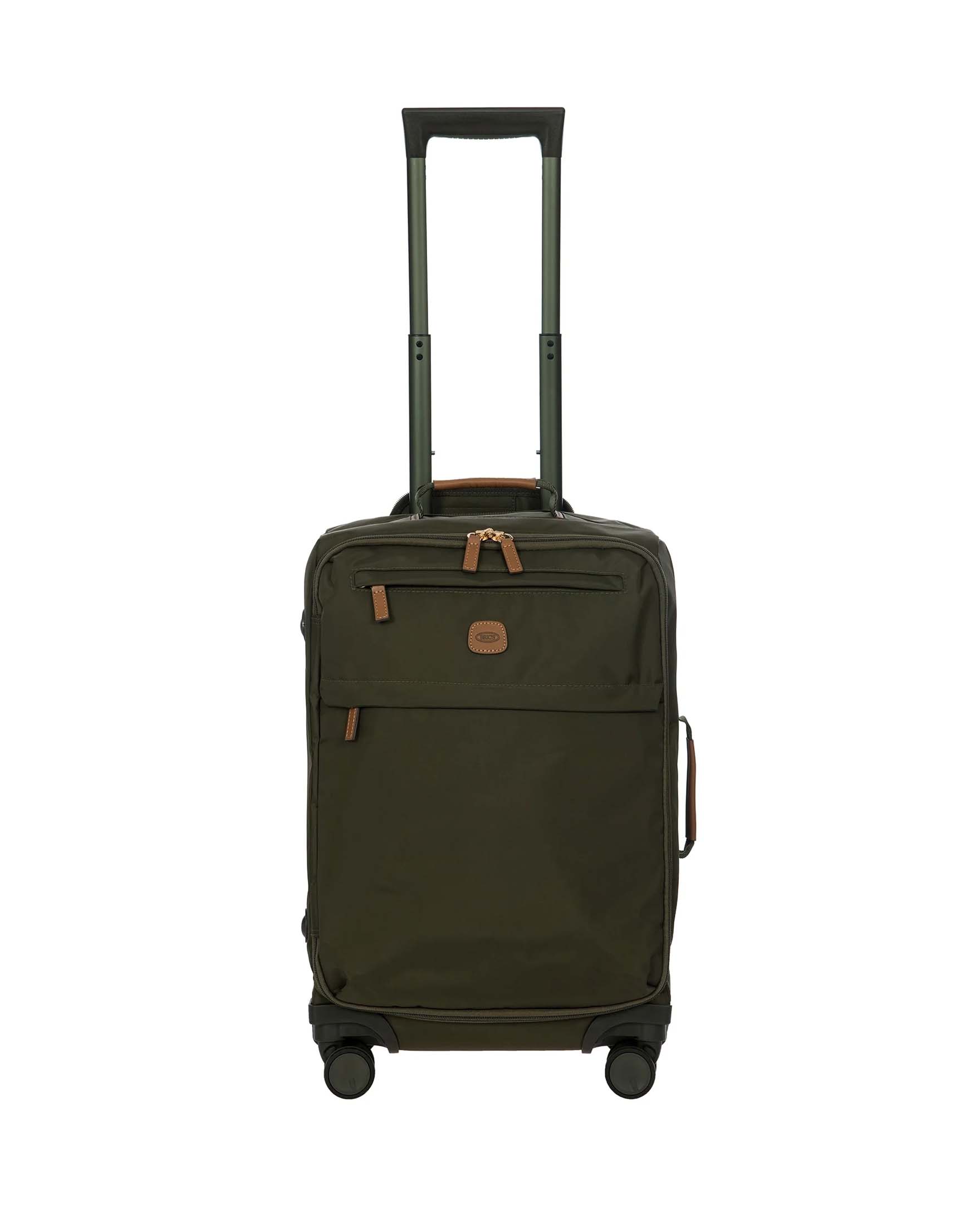 Trolley da cabina verde oliva Brics' con manico regolabile tasche esterne con cerniera