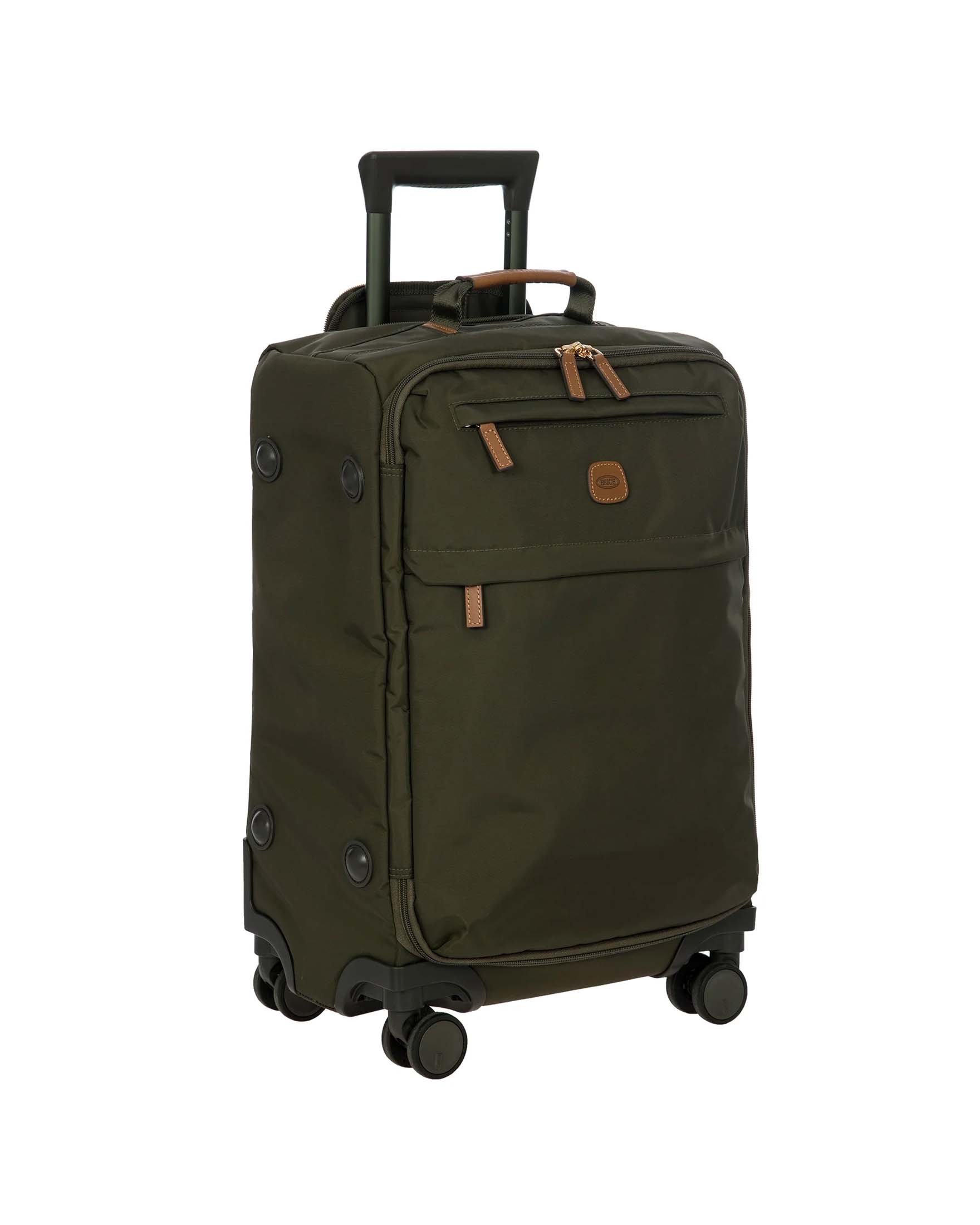 Trolley da cabina verde oliva Brics' con manico regolabile tasche esterne con cerniera