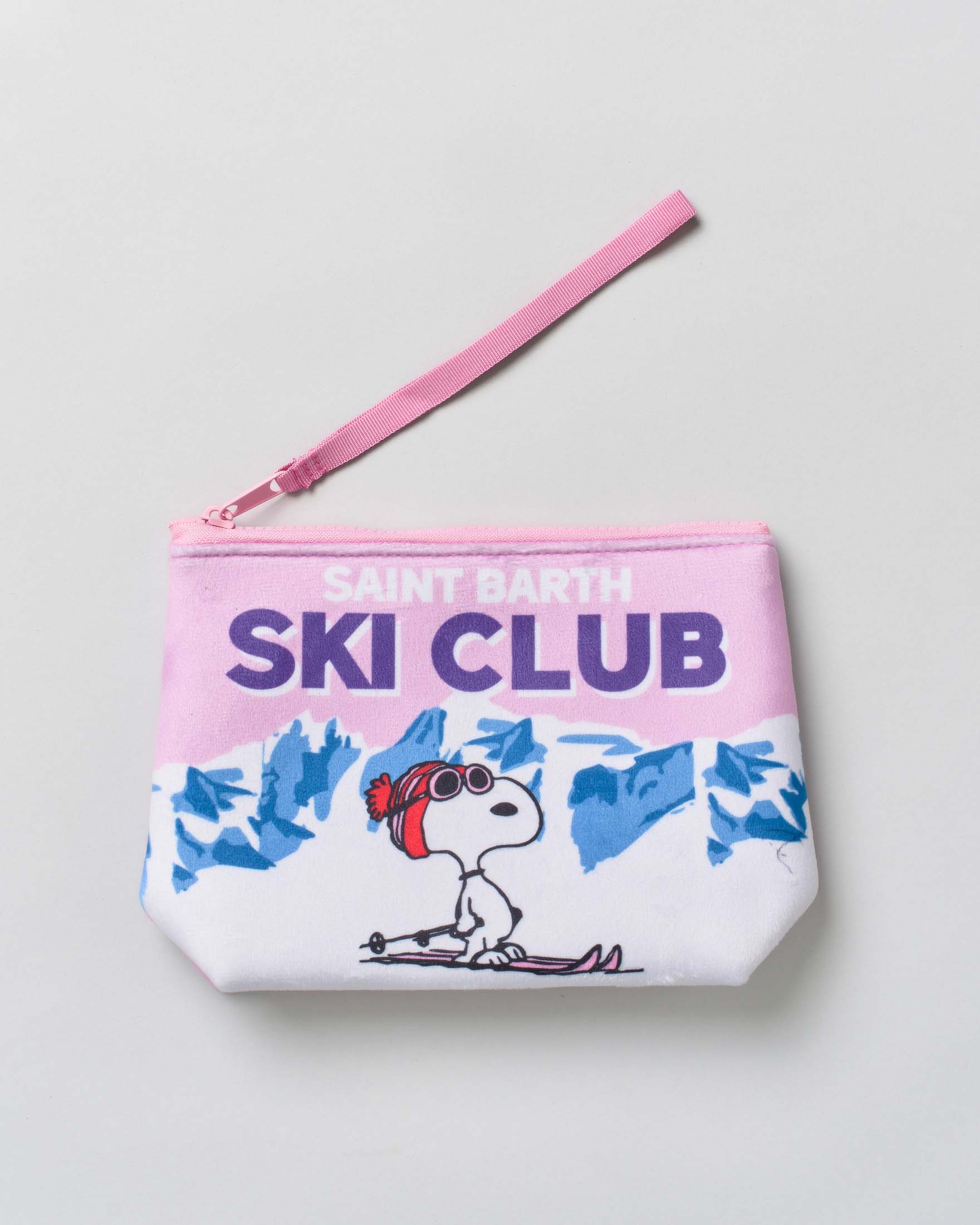 Pochette MC2 Saint Barth rosa effetto scuba con scritta Snoopy e scritta Ski Club