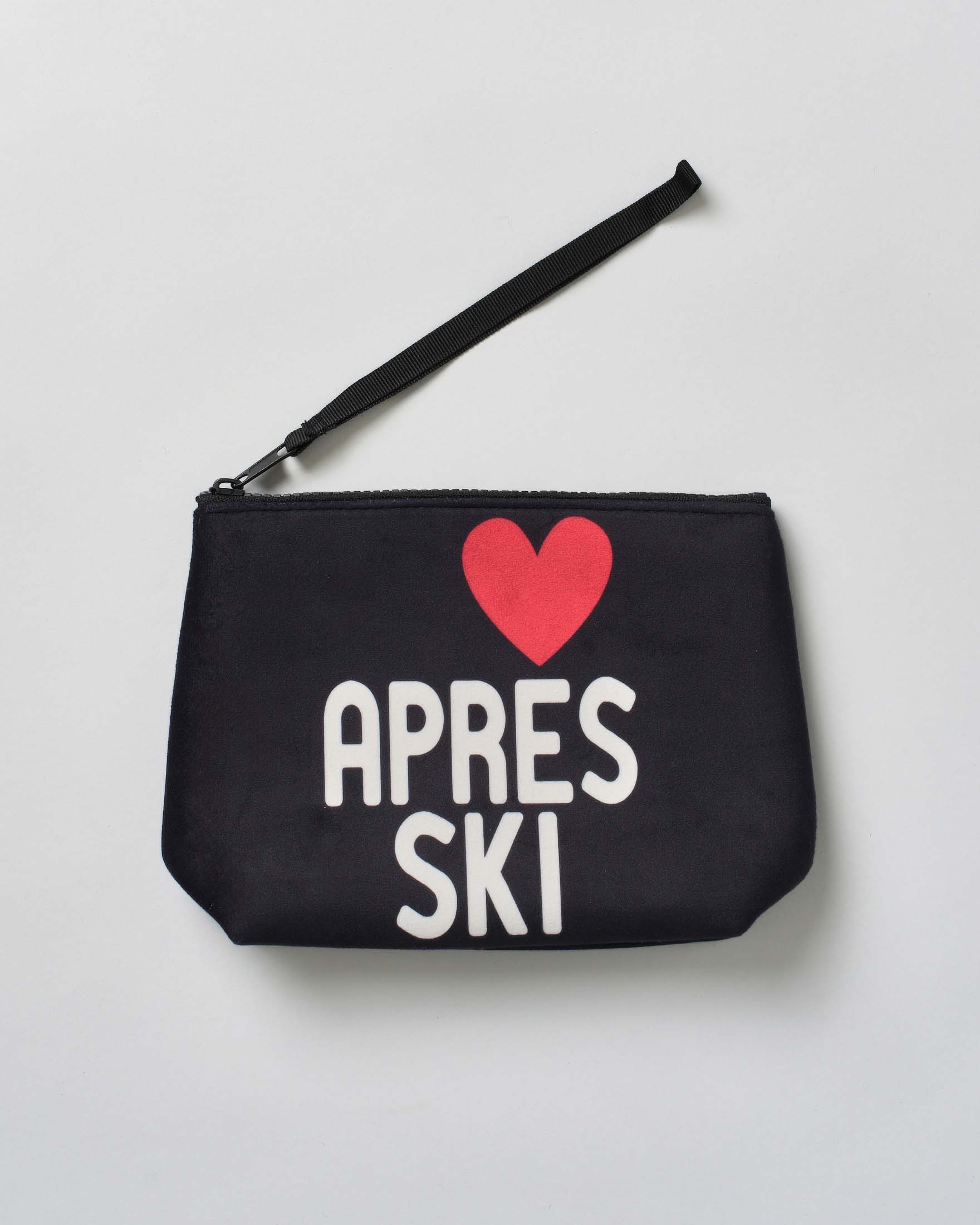 Pochette MC2 Saint Barth nera con cuore e scritta Aprè ski stampate