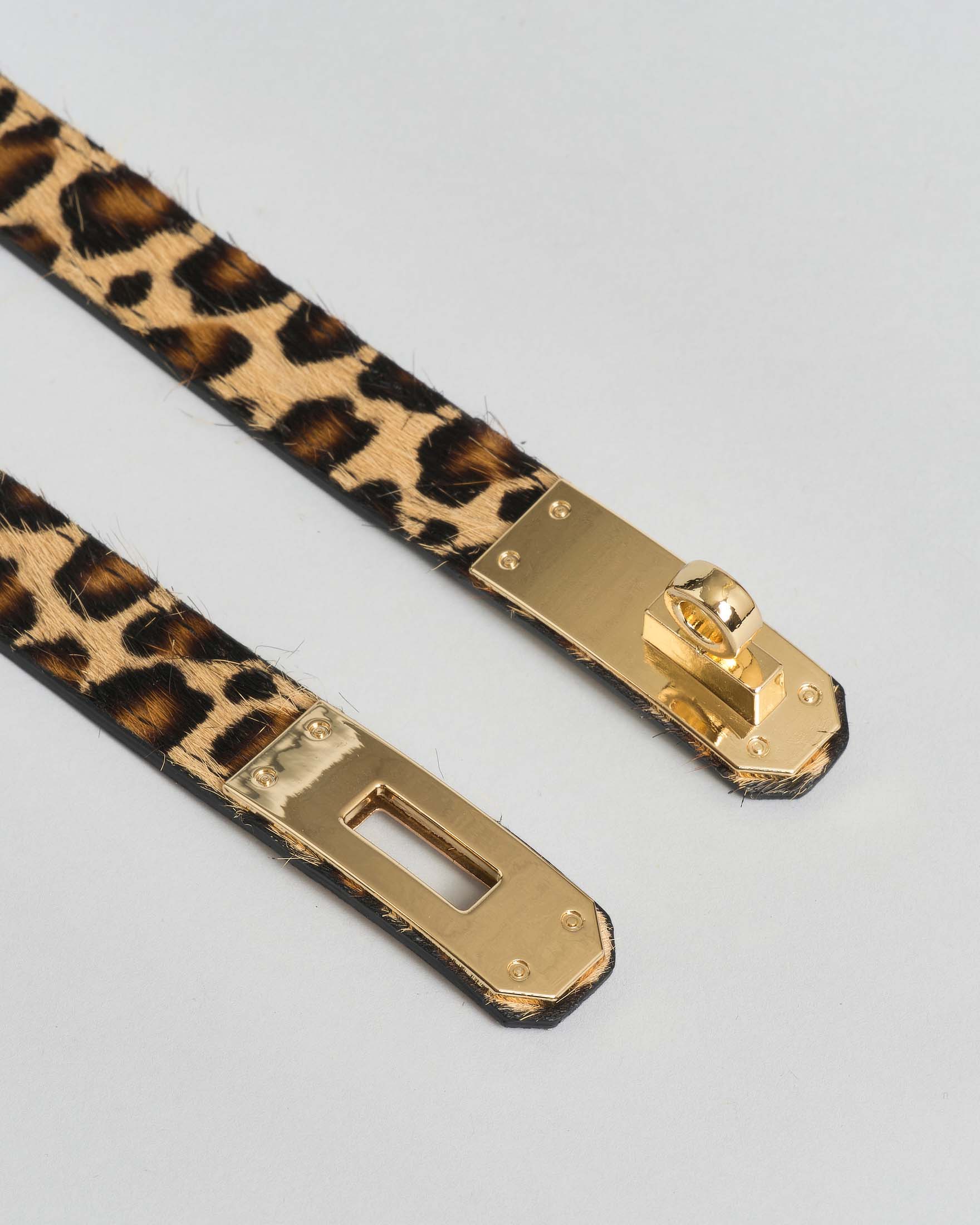 Cintura Hlo! in cavallino leopardato con chiusura in metallo dorato a girello image