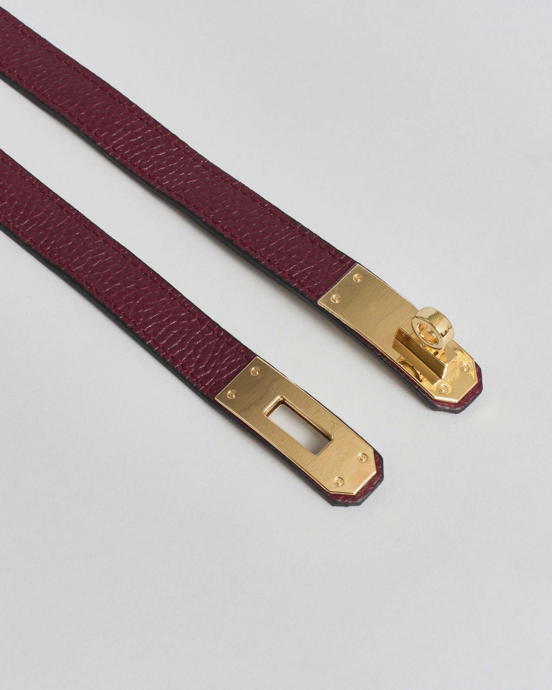 Cintura Hlo! bordeaux in pelle martella chiusura in metallo dorato a girello image