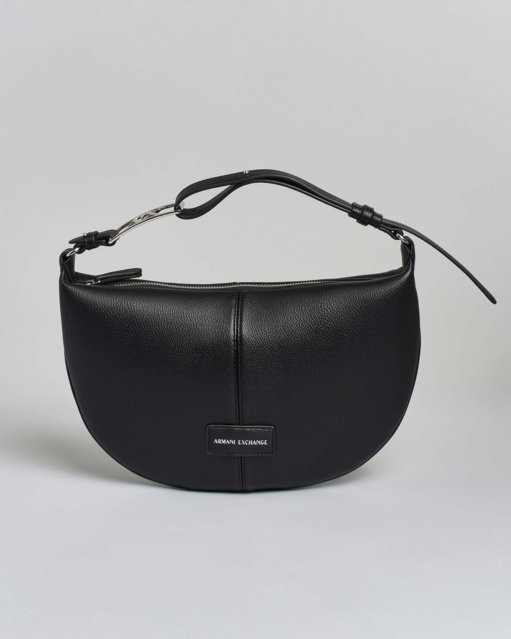 Hobo bag nera Echange in similpelle martellata fibbia logo in metallo sul manico regolabile