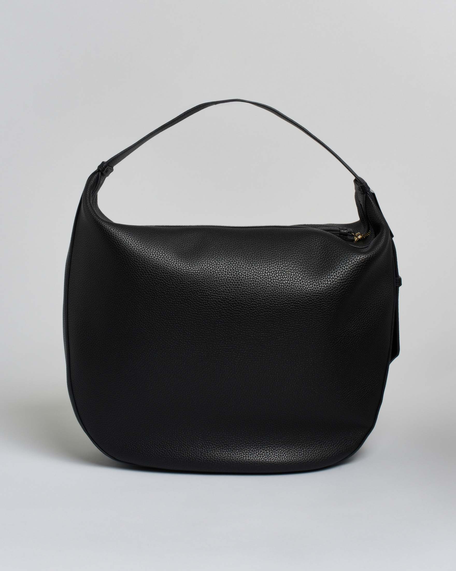 Borsa a spalla nera Exchange in similpelle martellata