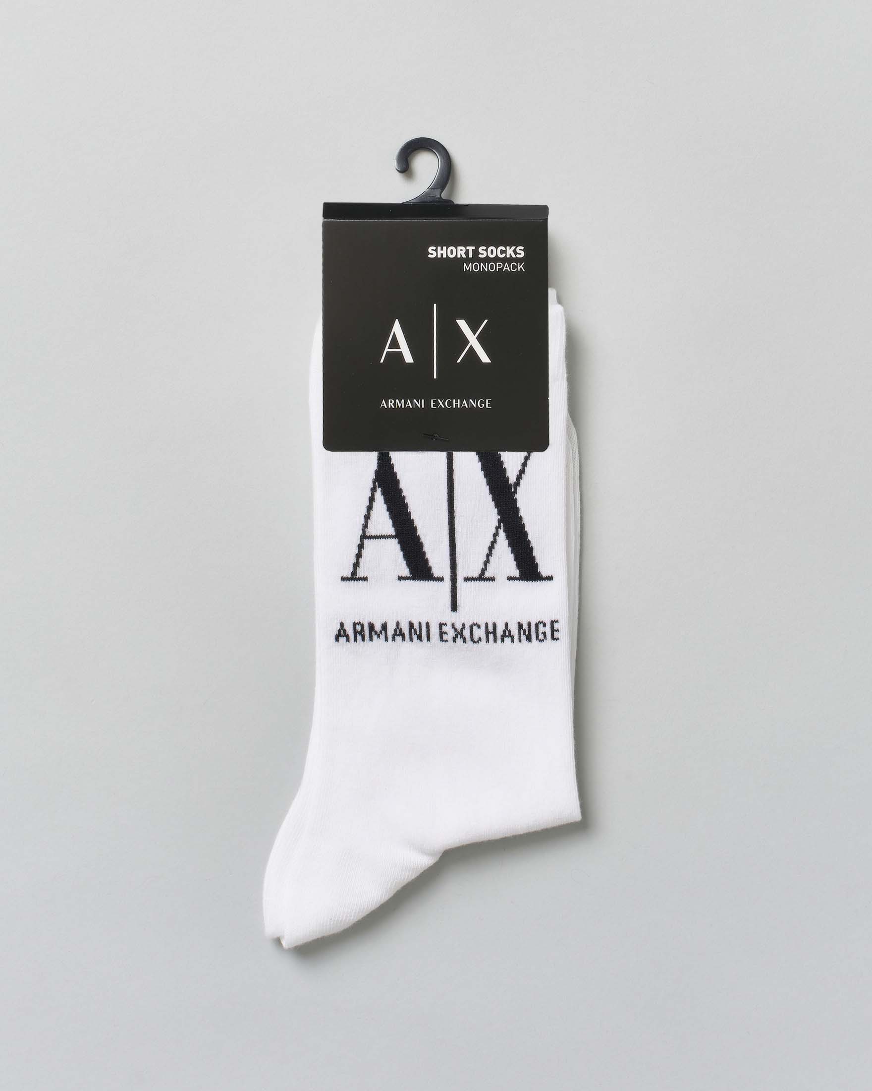 Calzettoni bianchi Armani Exchange in cotone con logo jacquard a contrasto