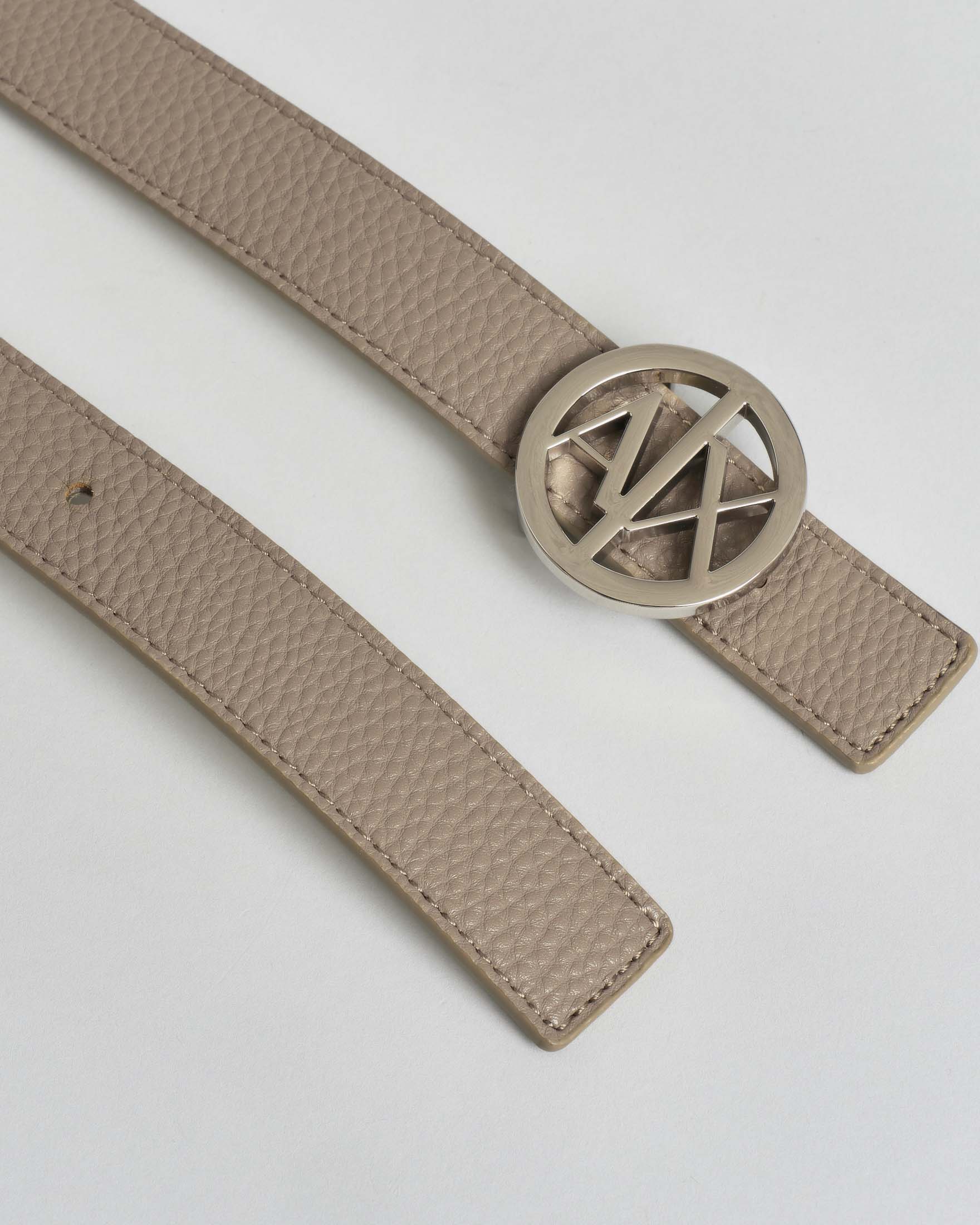 Cintura color khaki reversibile Armani Exchange in similpelle liscia con fibbia logo image