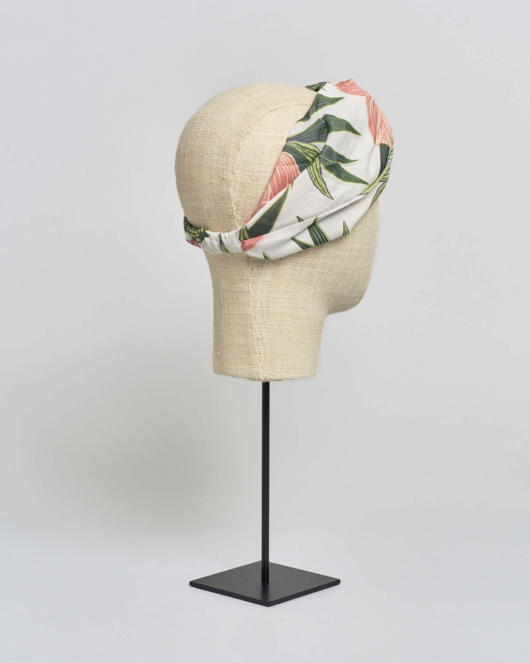 Fascia per capelli avorio One Hundred Stars a fantasia orchidee verdi in misto modal e cupr image