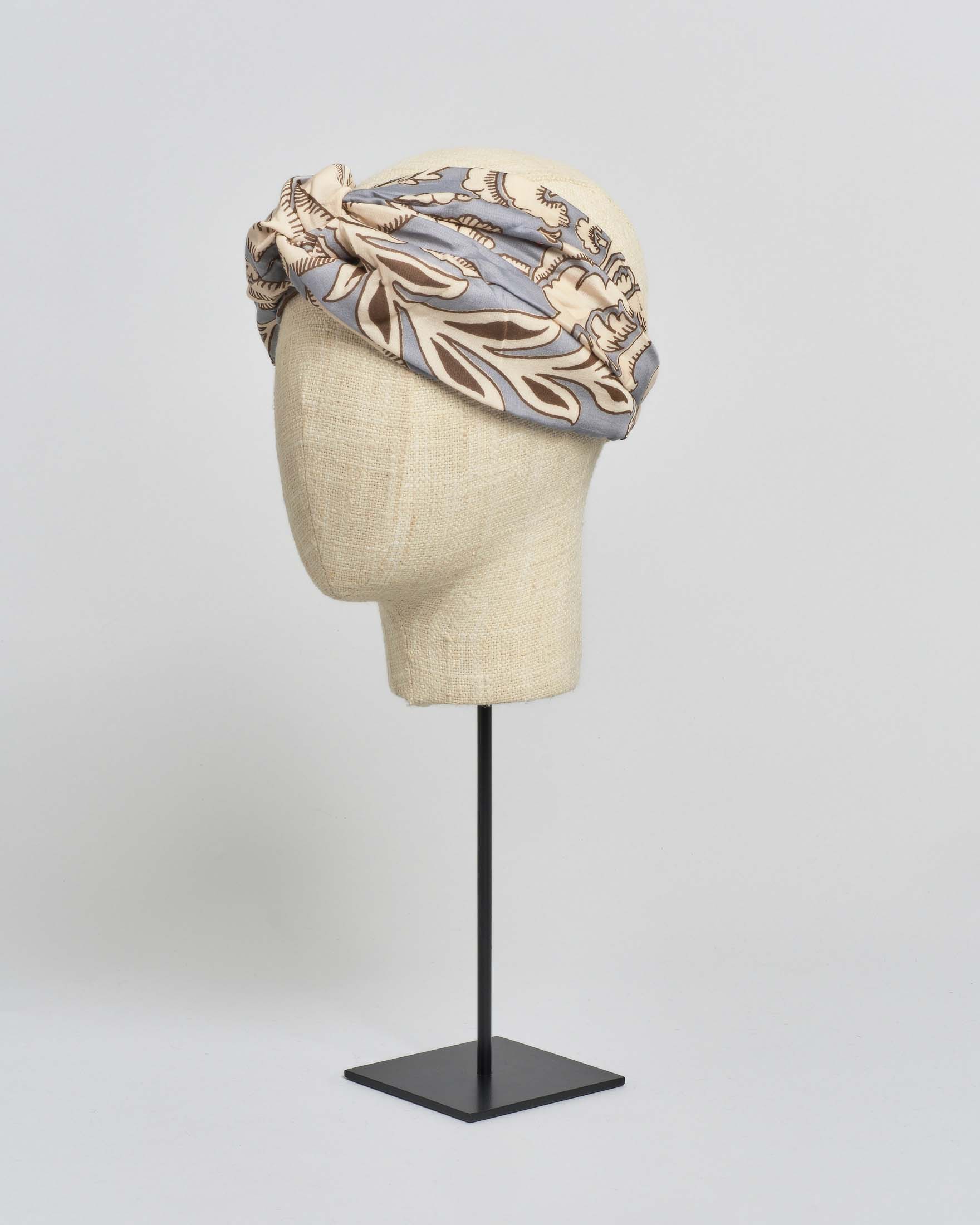 Fascia per capelli beige One Hundred Stars a fantasia ramage grigia in misto modal e cupr