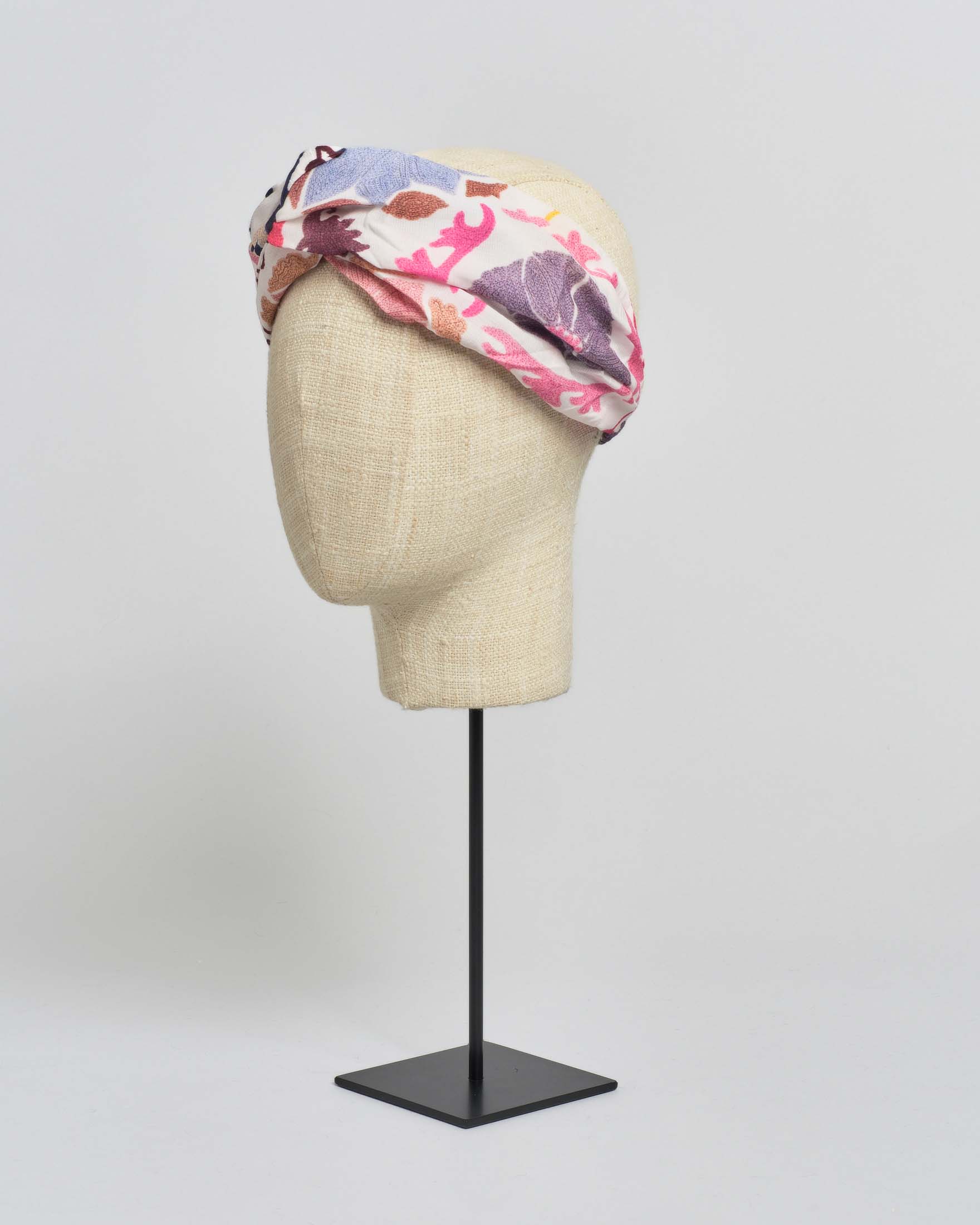 Fascia per capelli bianca One Hundred Stars a fantasia multicolore in misto modal e cupr