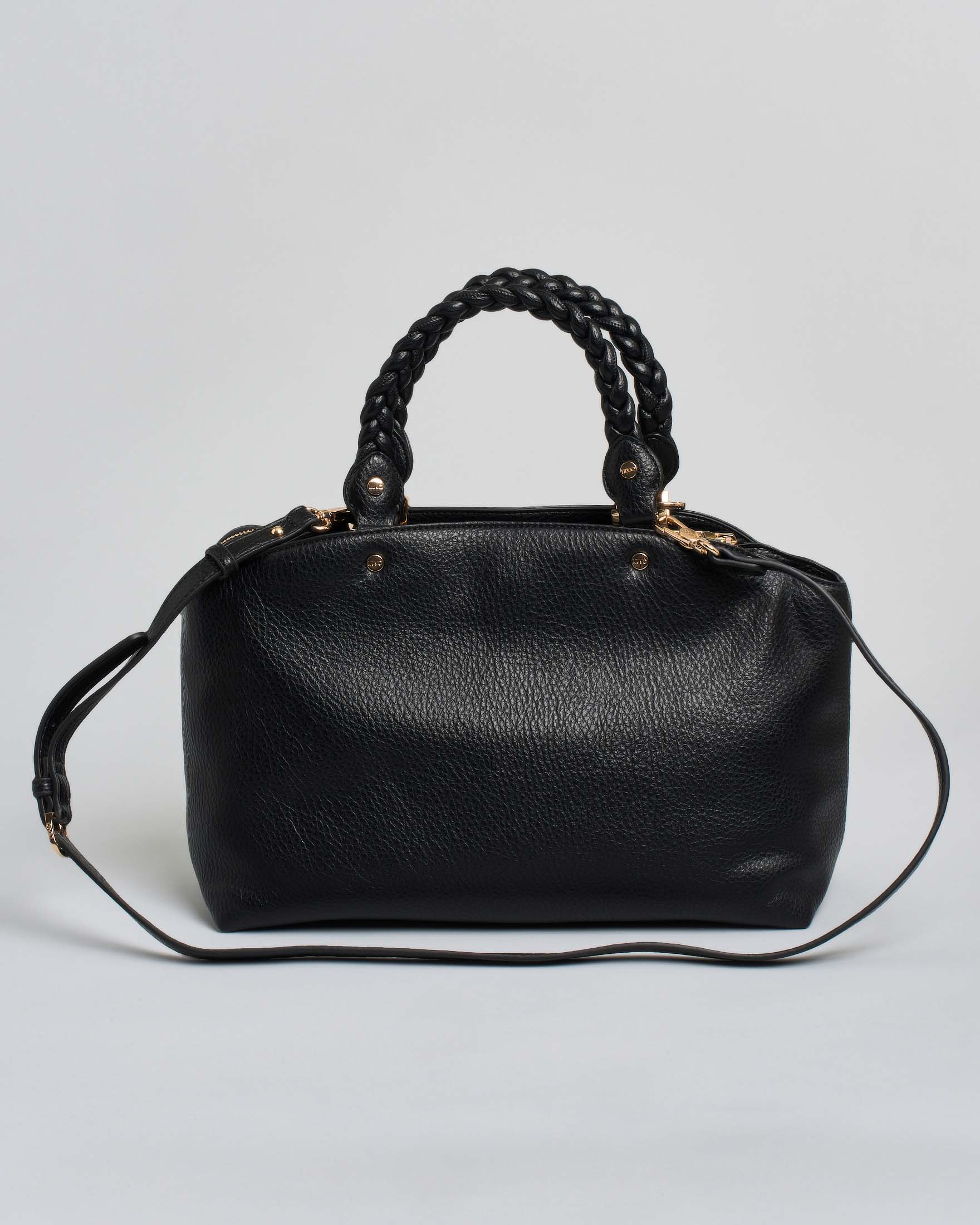 Borsa Liu Jo Accessories nera in similpelle con manici intrecciati e logo applicato
