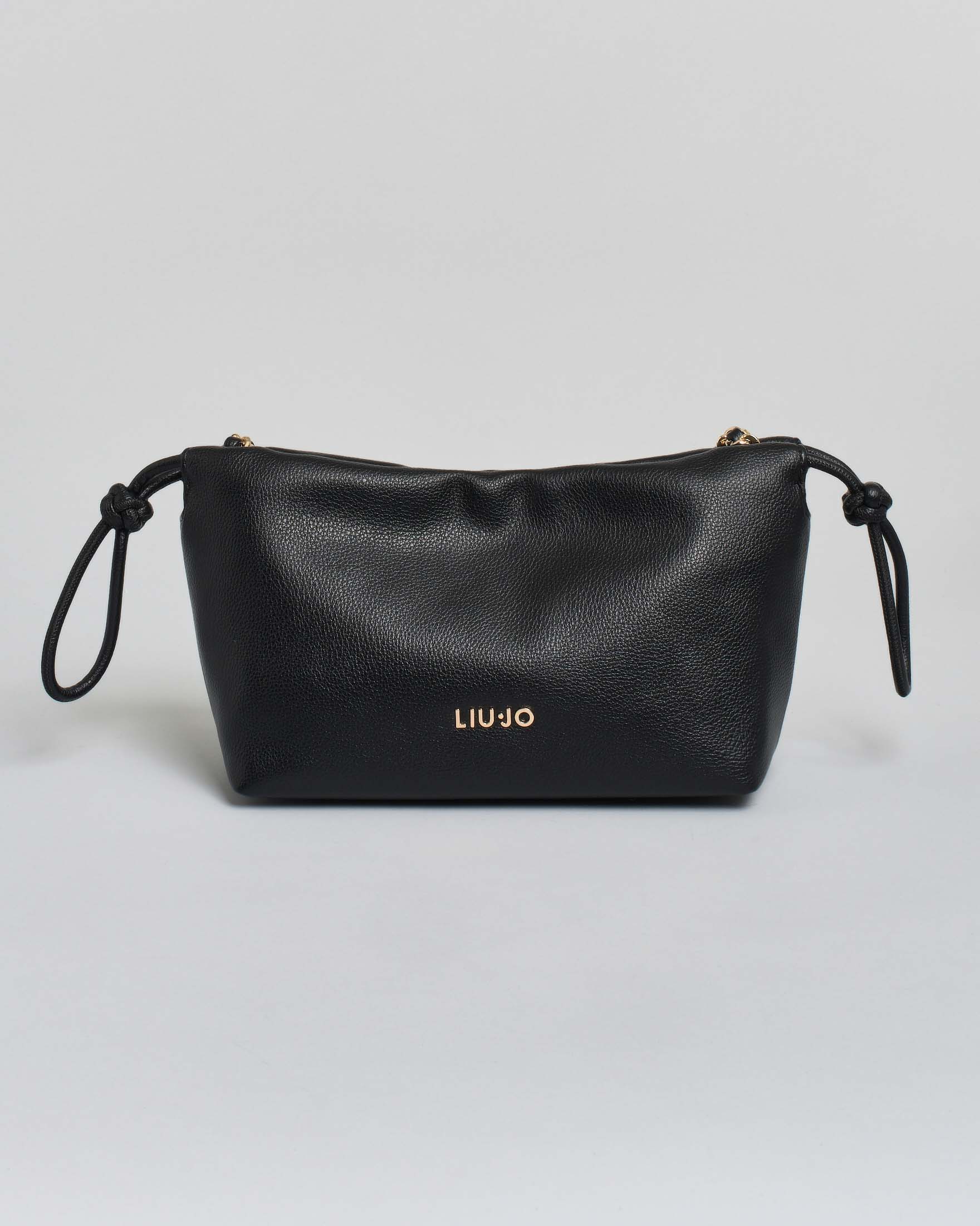 Borsa Liu Jo Accessories nera in similpelle con logo metallico e tracolla a catena