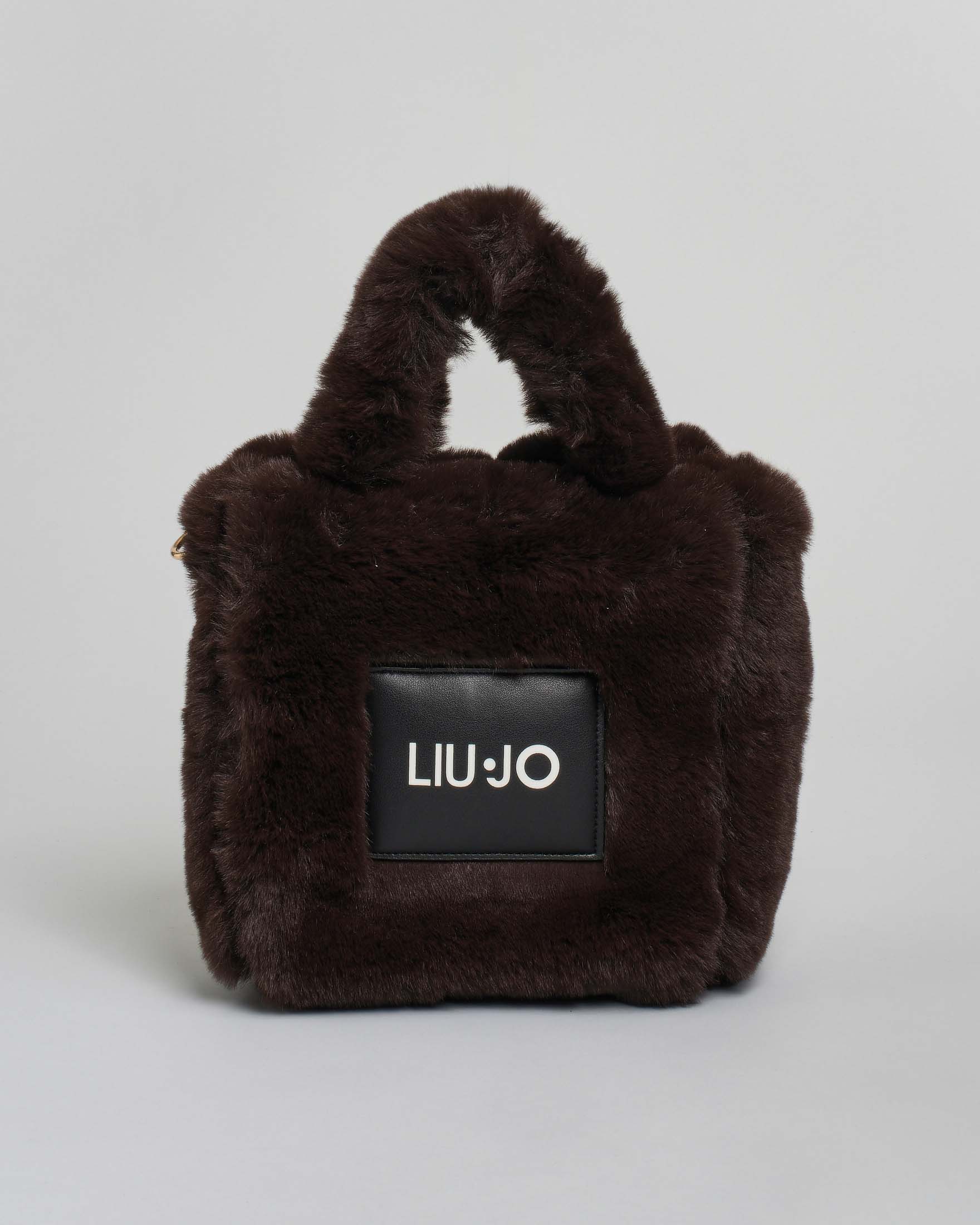 Borsa Liu Jo Sport marrone in pelliccia sintetica con logo applicato