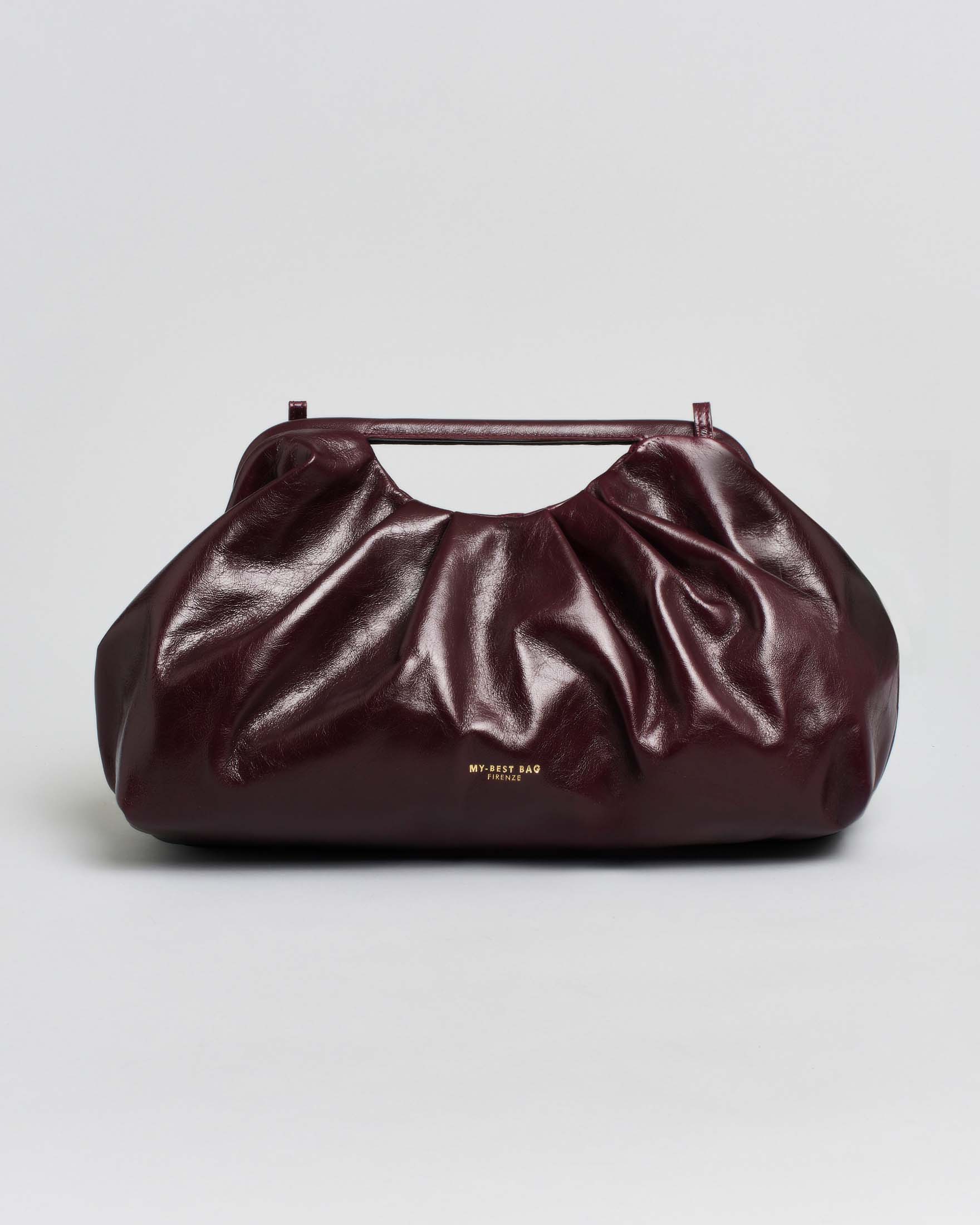 Borsa a mano My Best Bag modello Janine in pelle bordeaux semi lucida con tracolla rimovibile