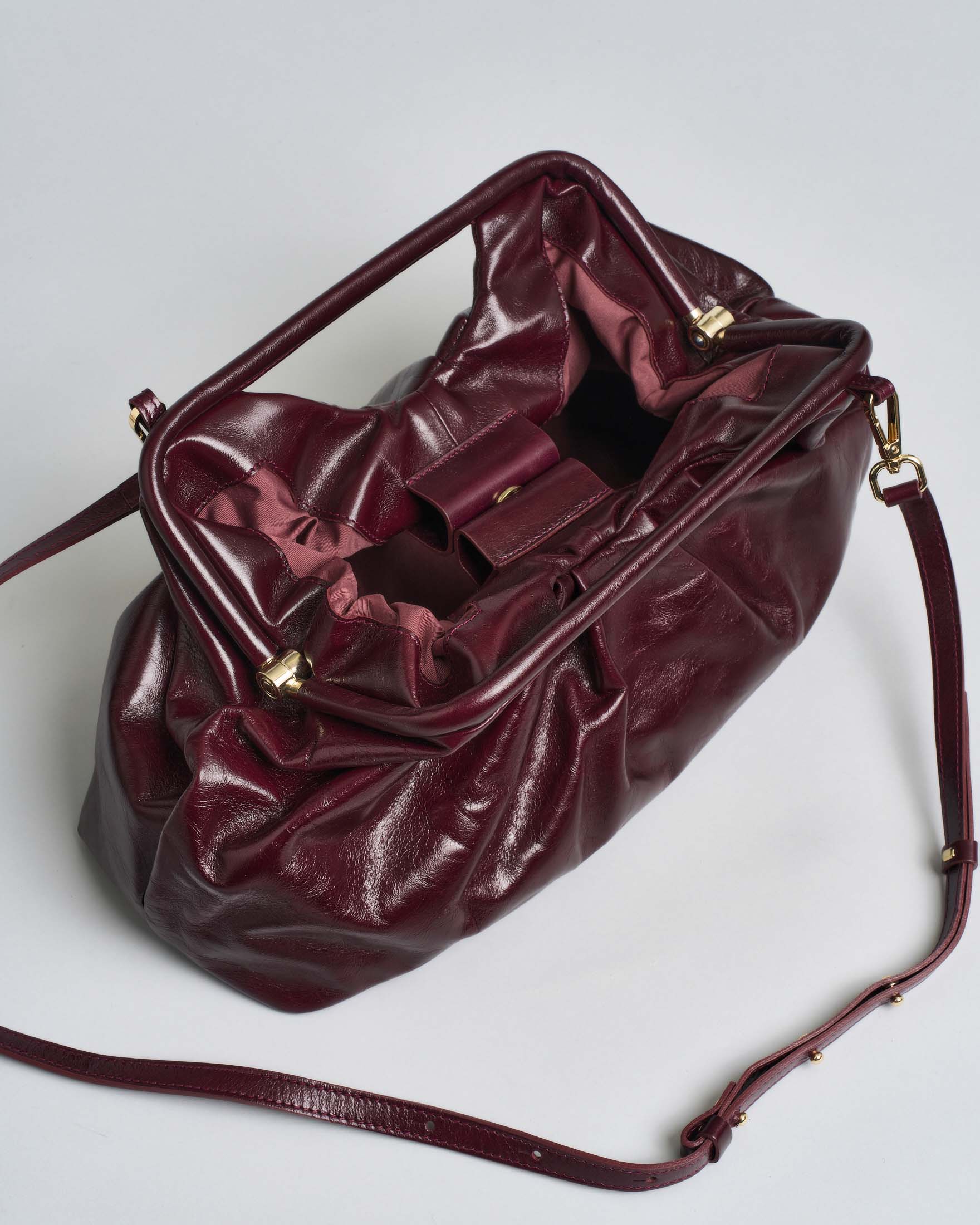 Borsa a mano My Best Bag modello Janine in pelle bordeaux semi lucida con tracolla rimovibile image