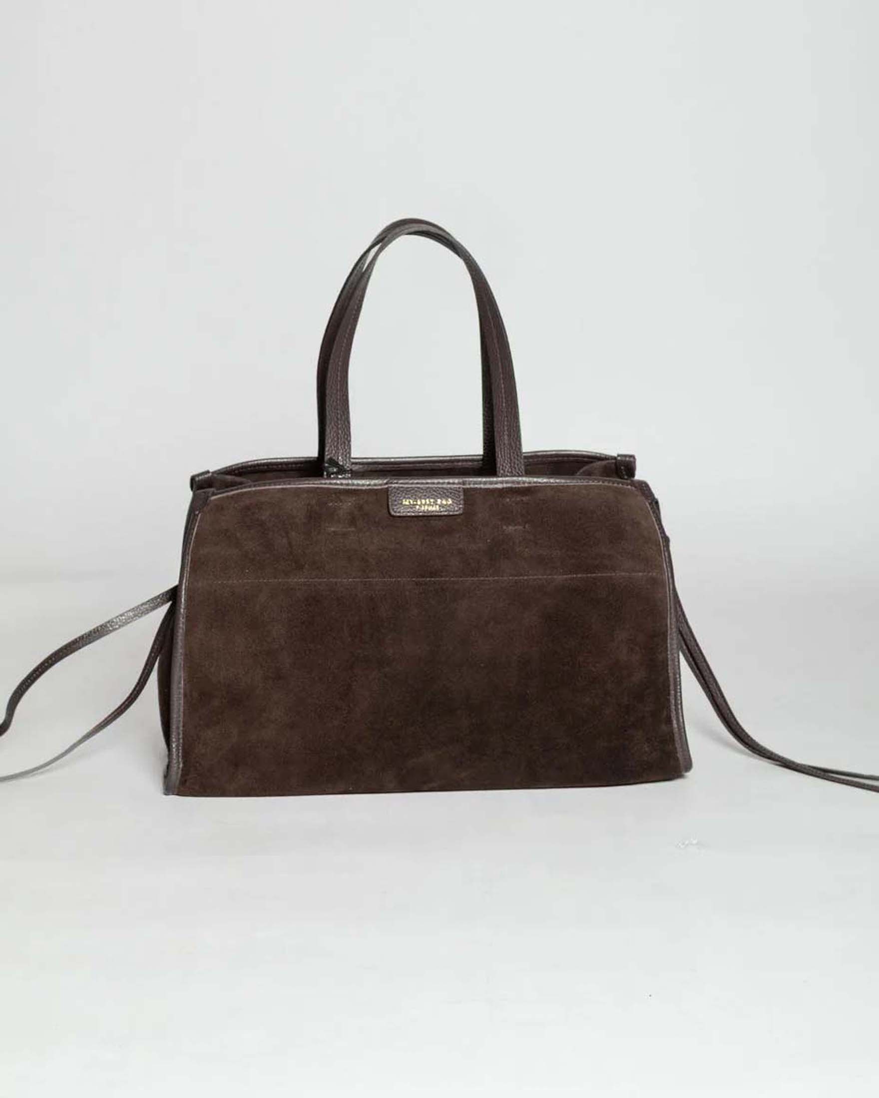 Shopping bag color testa di moro My Best Bag in pelle scamosciata con cinturini laterali