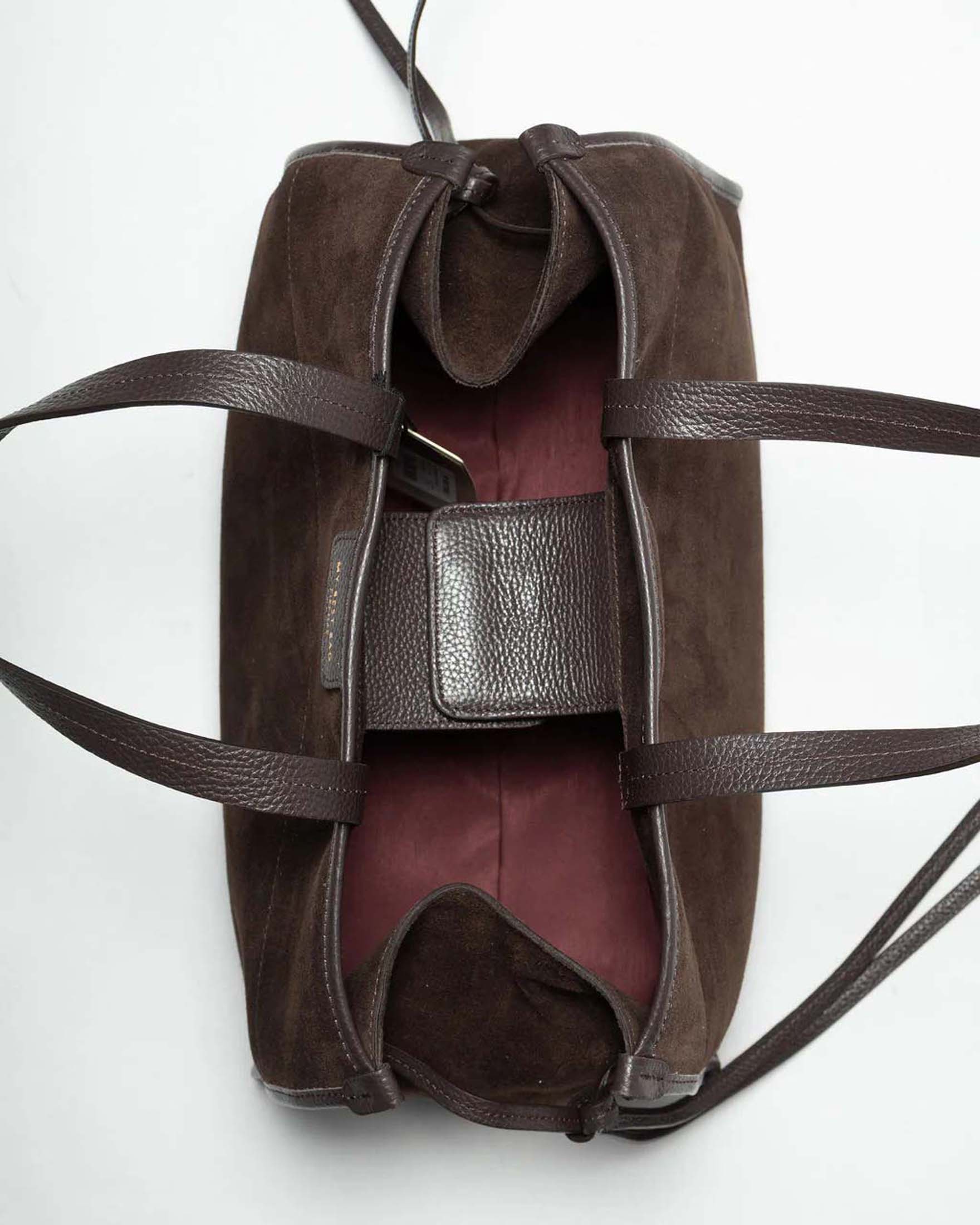 Shopping bag color testa di moro My Best Bag in pelle scamosciata con cinturini laterali image