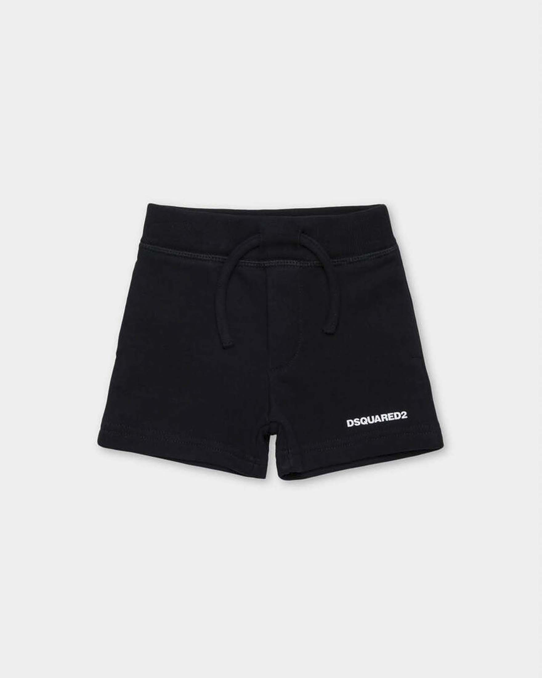 Bermuda nero in puro cotone con mini logo bianco