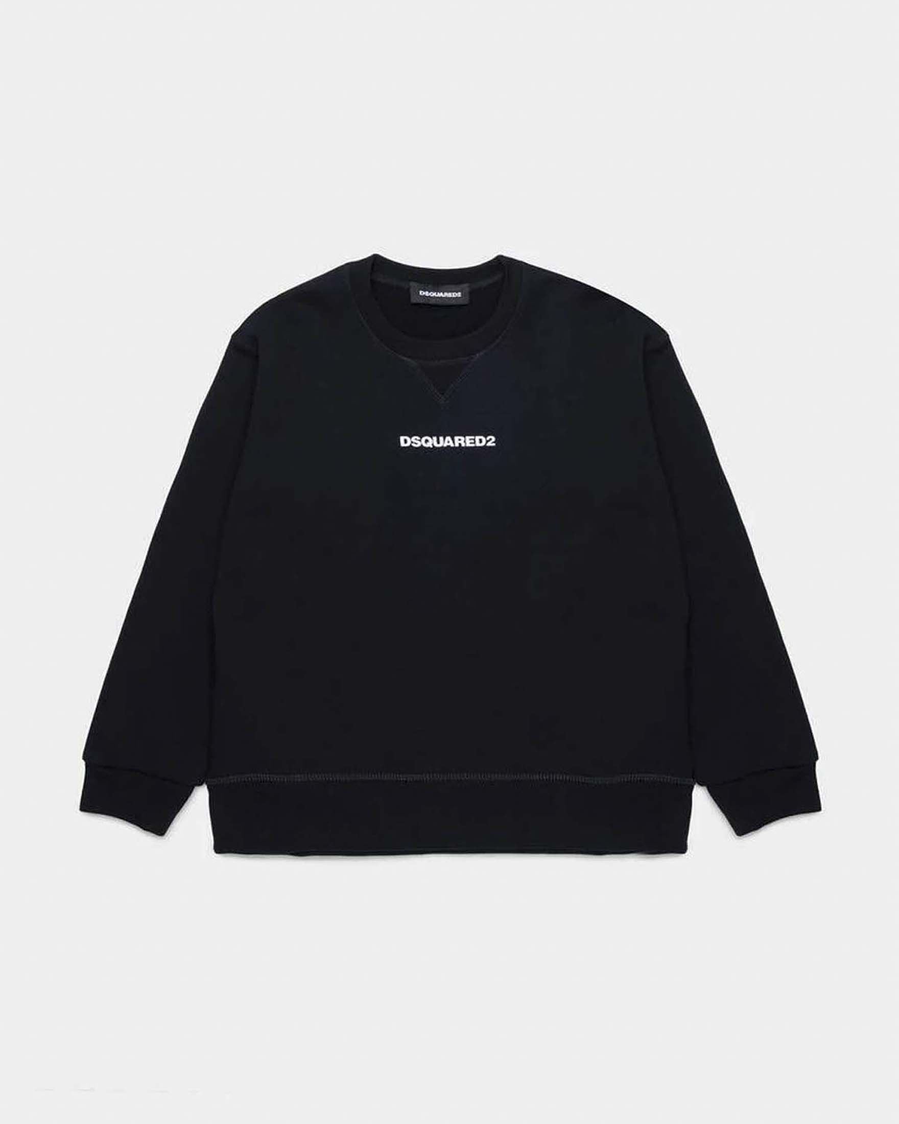 Felpa Dsquared2 nera in puro cotone con mini logo bianco