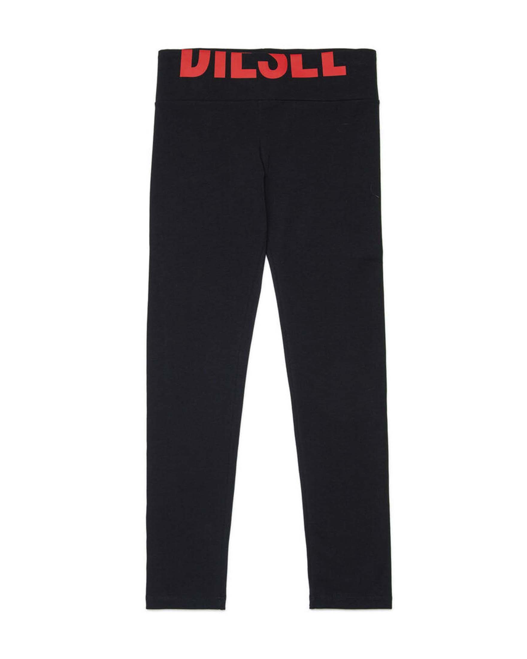 Leggins nero Diesel con scritta logo rossa