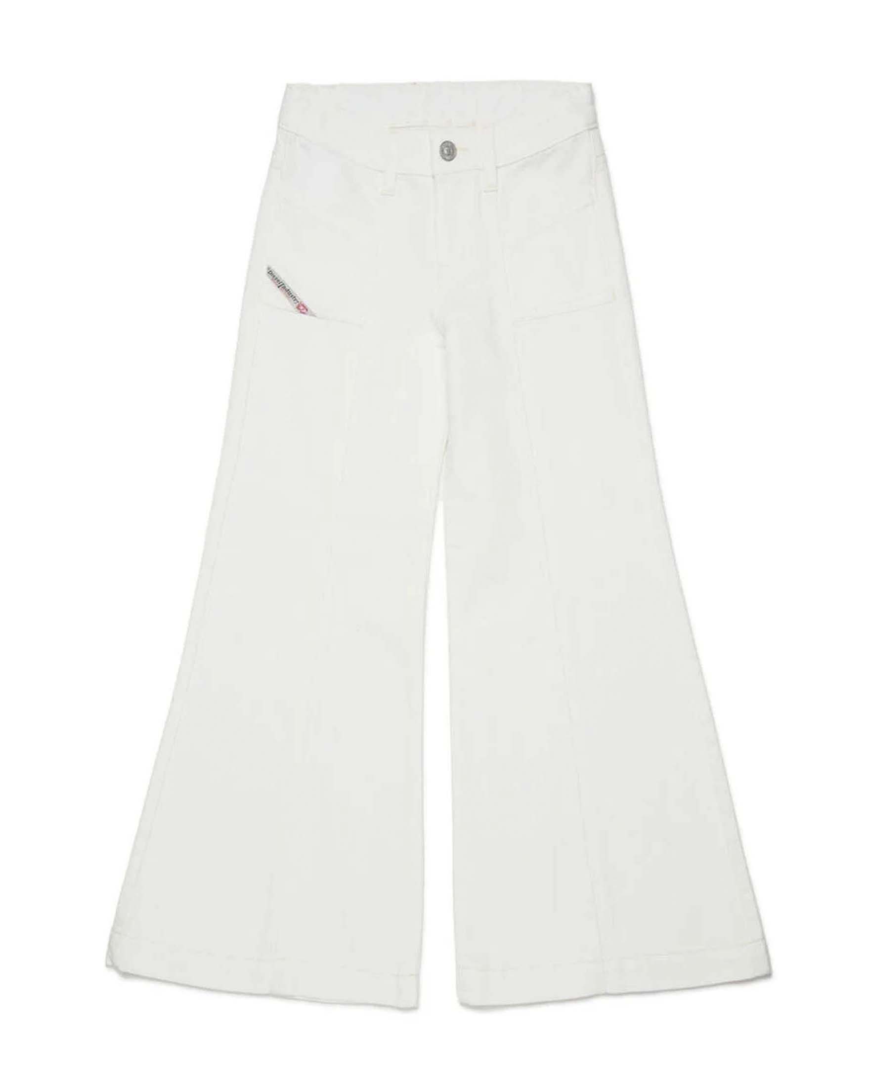 Jeans flare bianco in puro cotone