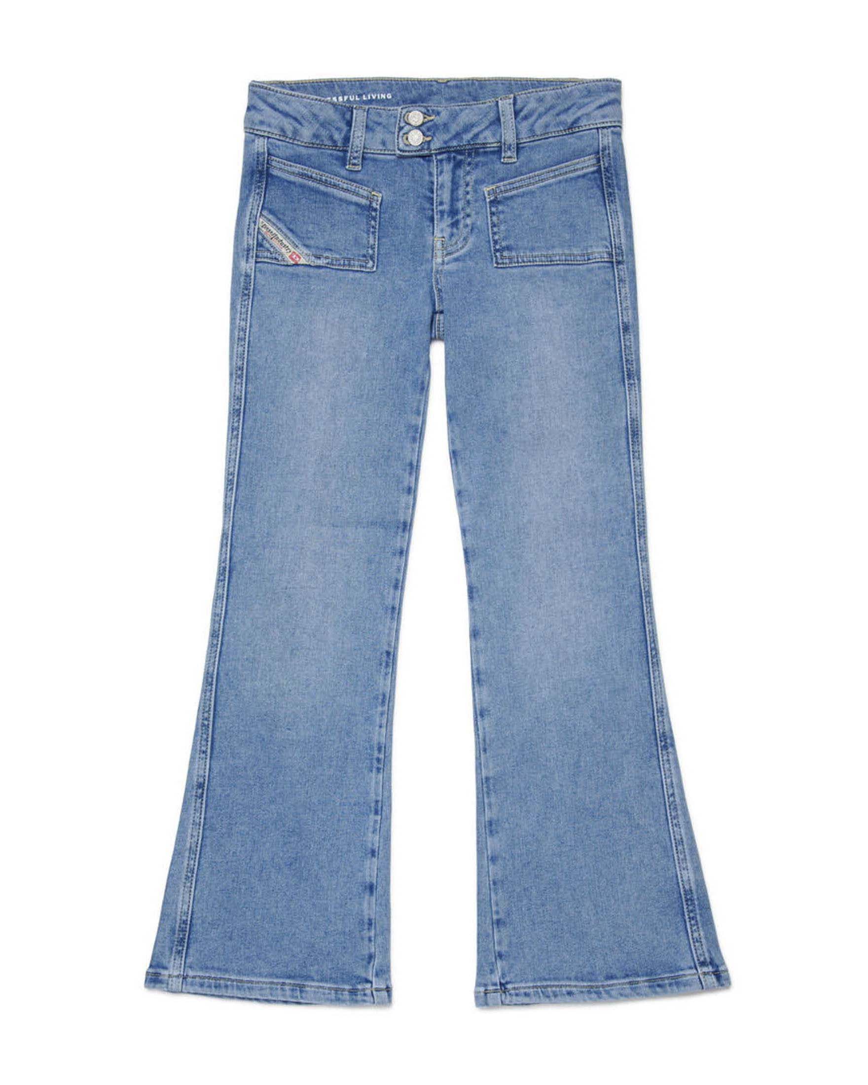 Jeans flare lavaggio chiaro stone washed in misto cotone