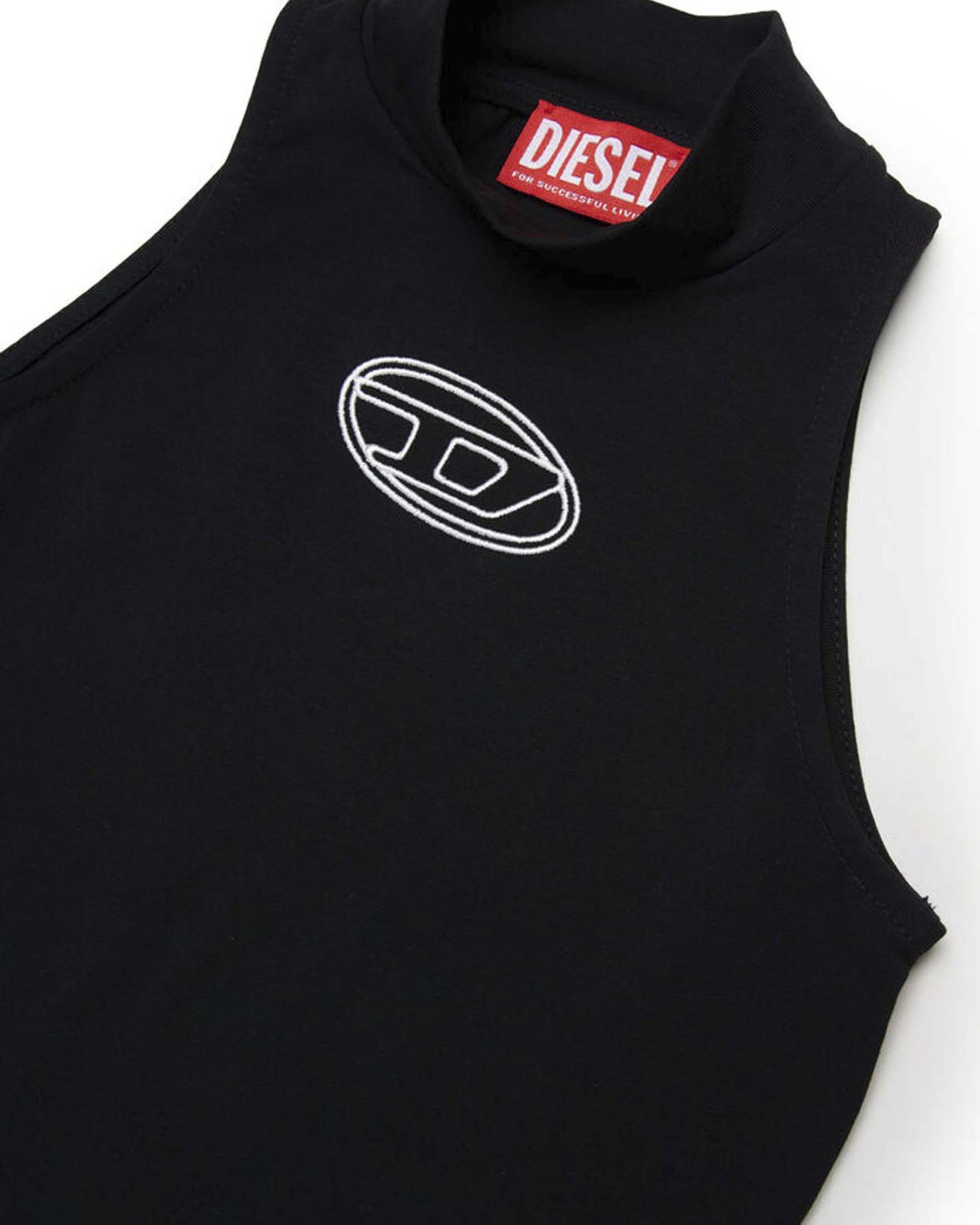 Body Diesel nero smanicato in cotone stretch con collo mock image
