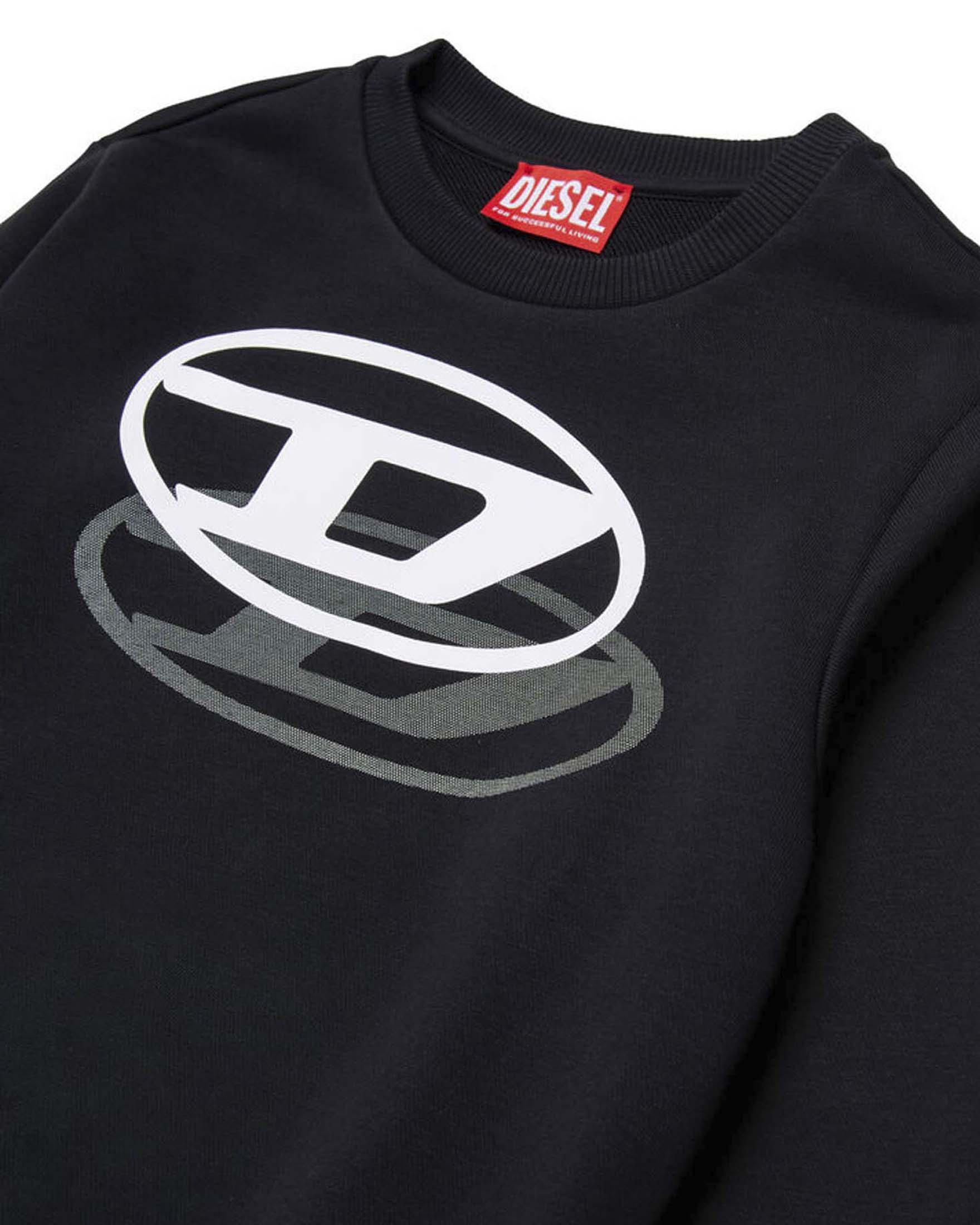 Felpa nera Diesel in misto cotone con logo icon 3D image