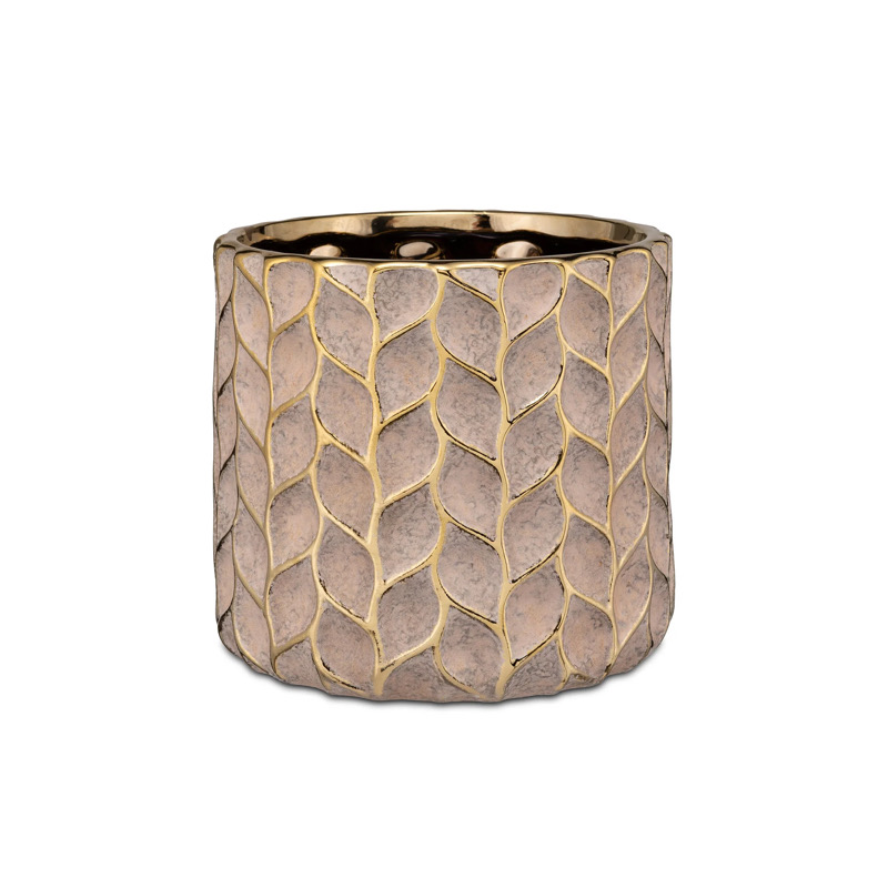 Vaso in Ceramica Cachepot Treccioro M Oro d.15 h.14