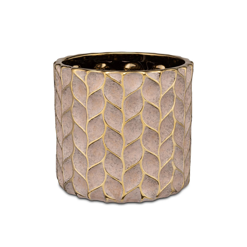 Vaso in Ceramica Cachepot Treccioro S Oro d.15 h.14