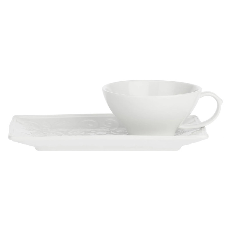 Tazza da Te' con Vassoietto in Porcellana Florentina cc.180 La Porcellana Bianca