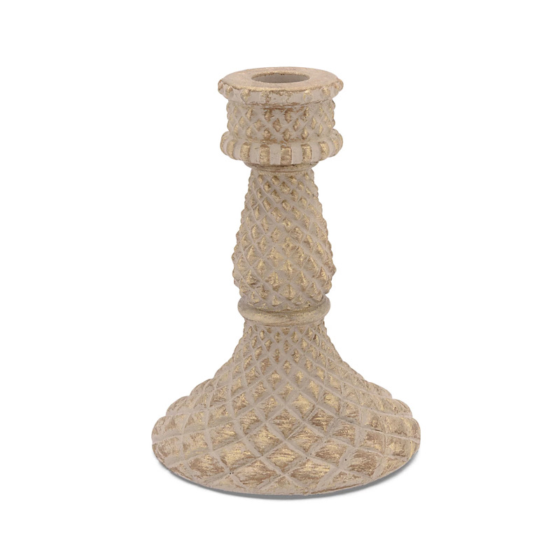 Portacandela in Ceramica Faccioluce M Grigio Oro d.11 h.16