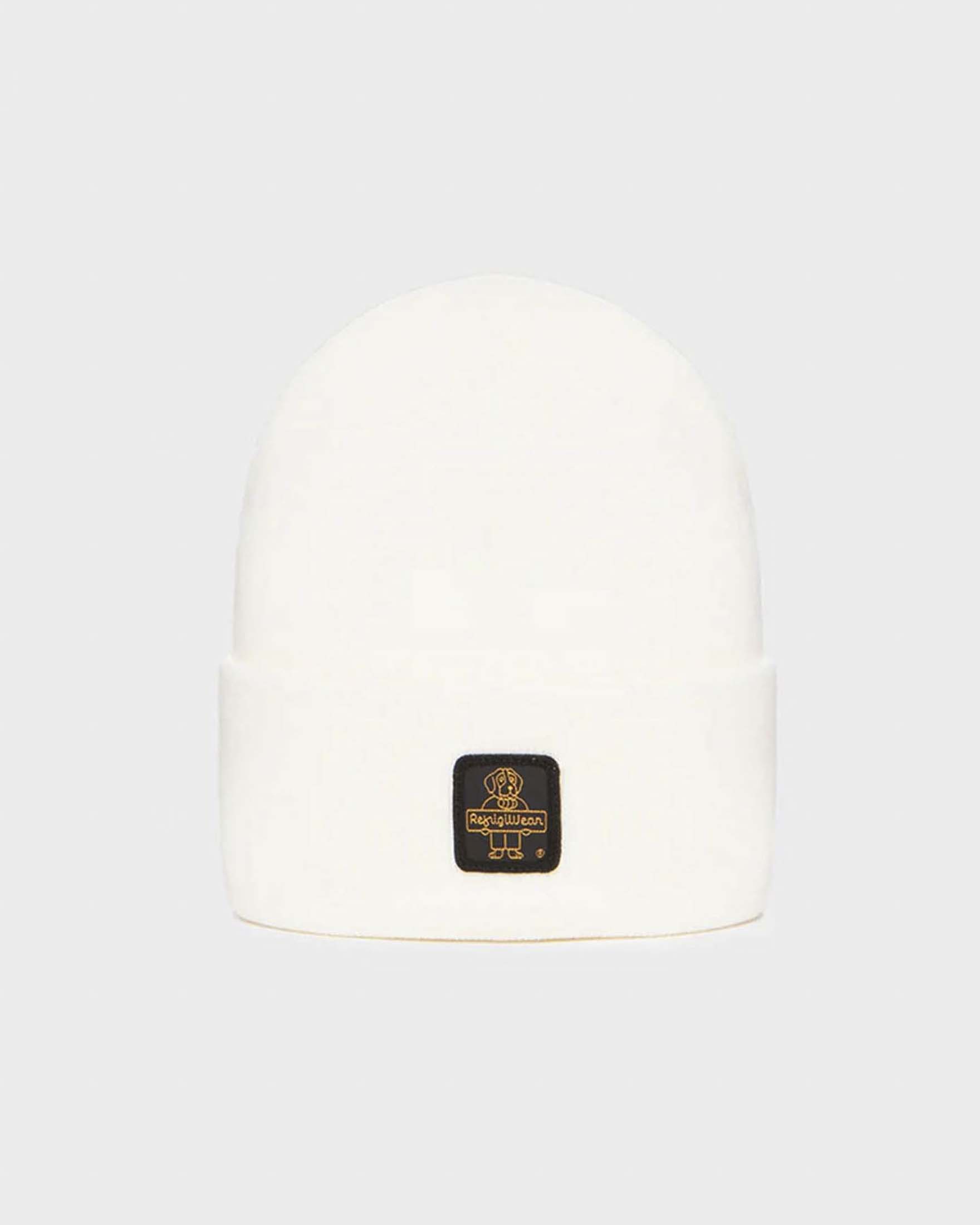 Clark Hat Refrigiwear bianco in maglia con patch logo applicato sul risvolto