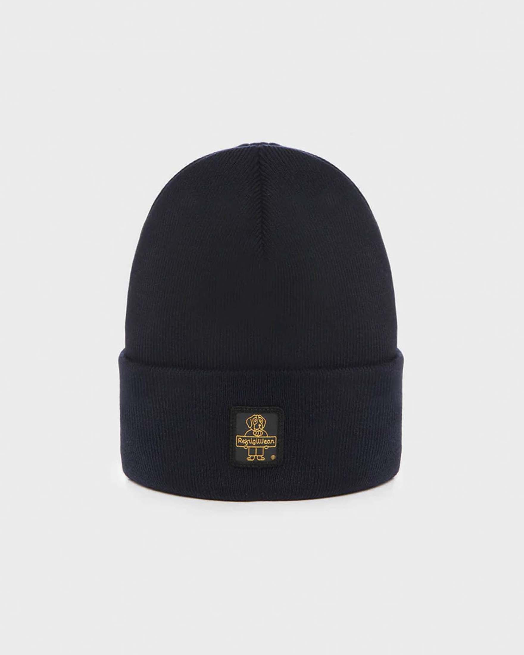 Clark Hat Refrigiwear blu in maglia con patch logo applicato sul risvolto