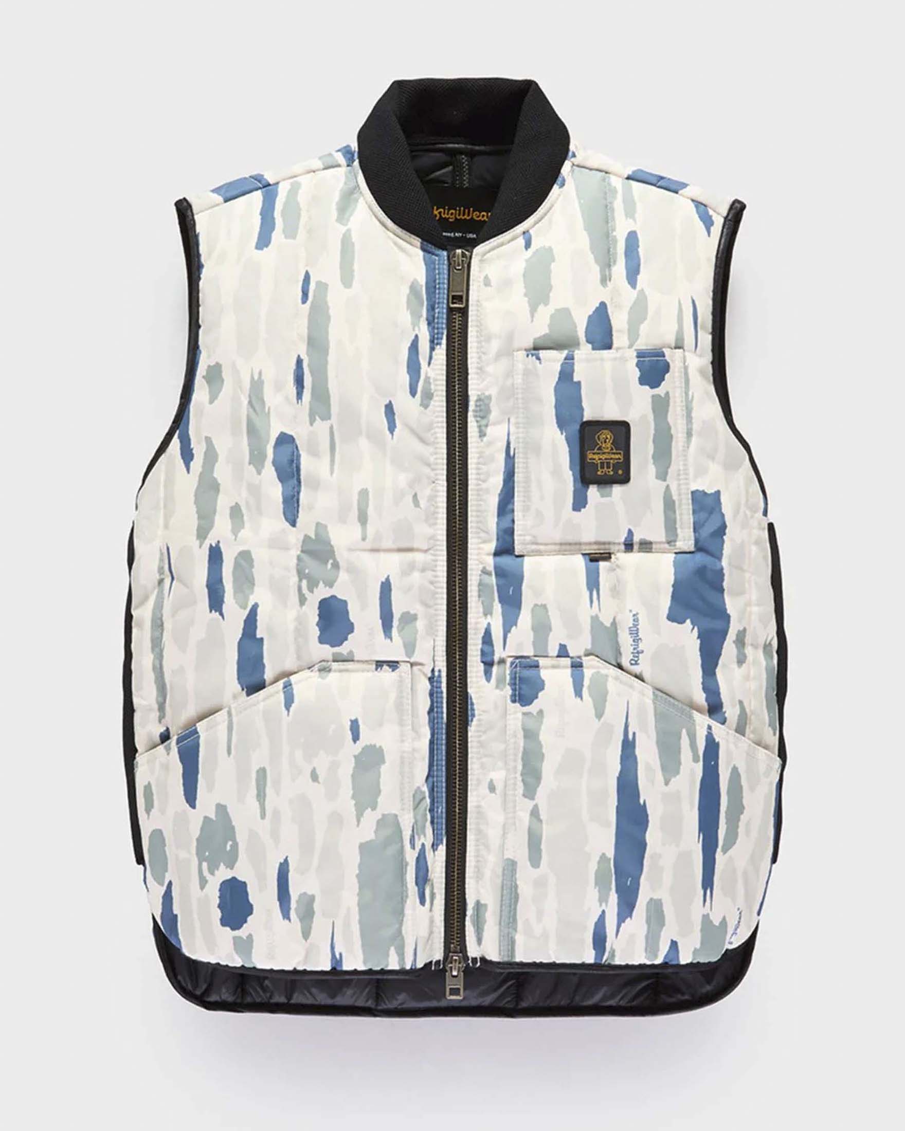 Gilet Refrigiwear Original Vest panna in nylon Oxford a fantasia mimetica indaco e salvia