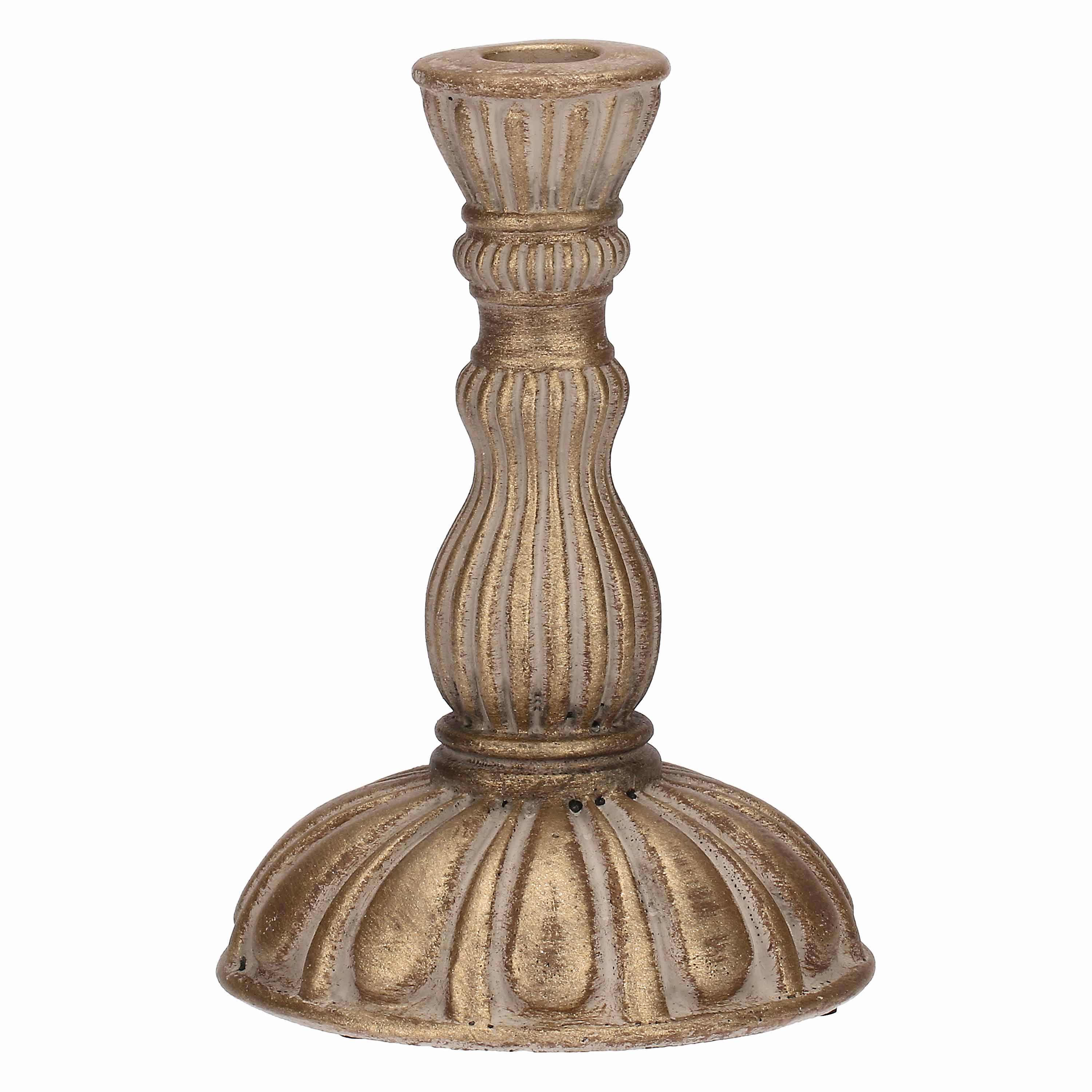 Portacandela in Ceramica Faccioluce L Grigio Oro d.12,5 h.18