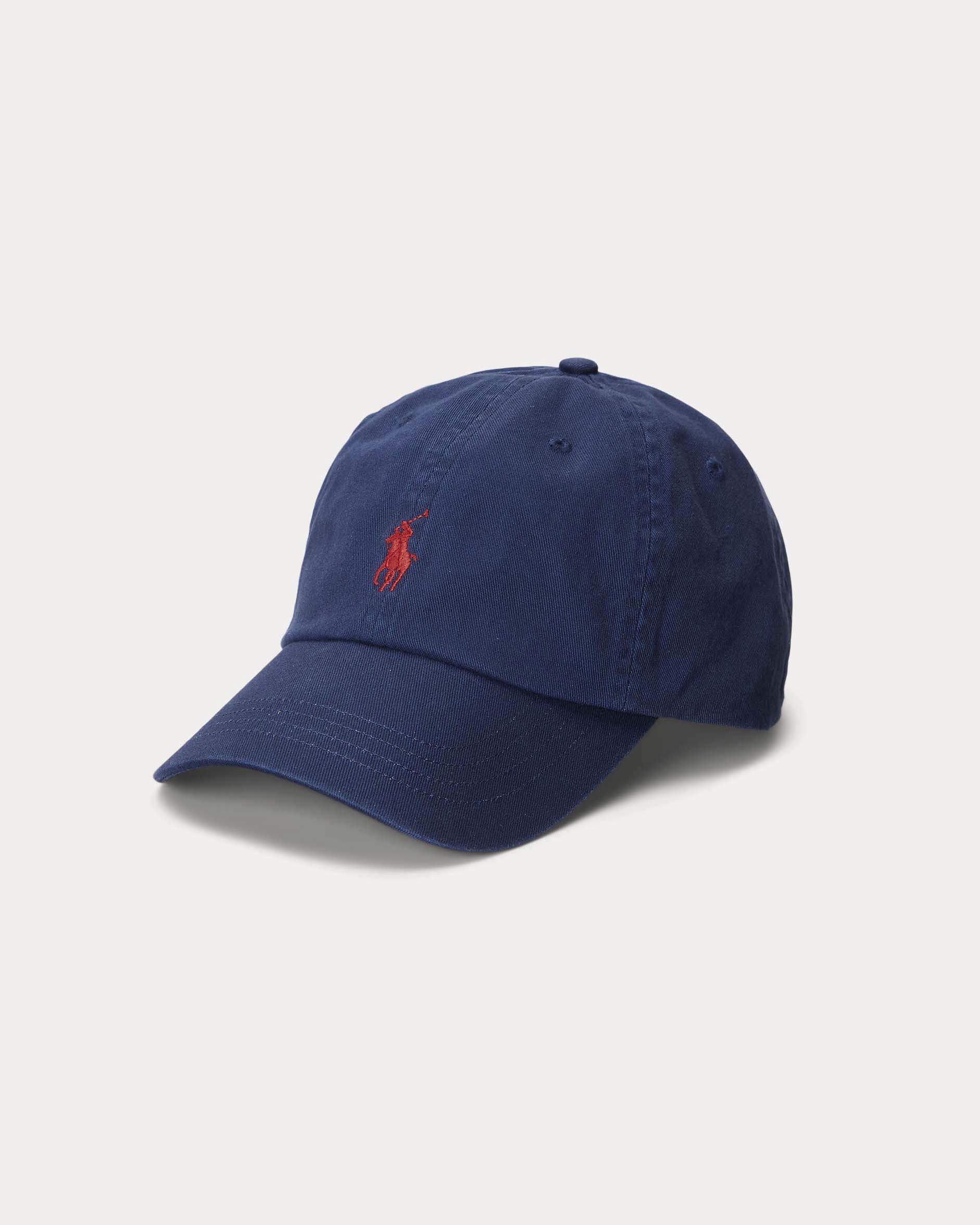 Cappellino blu navy Polo Ralph Lauren in cotone con logo ricamato sul frontino a contrasto di colore