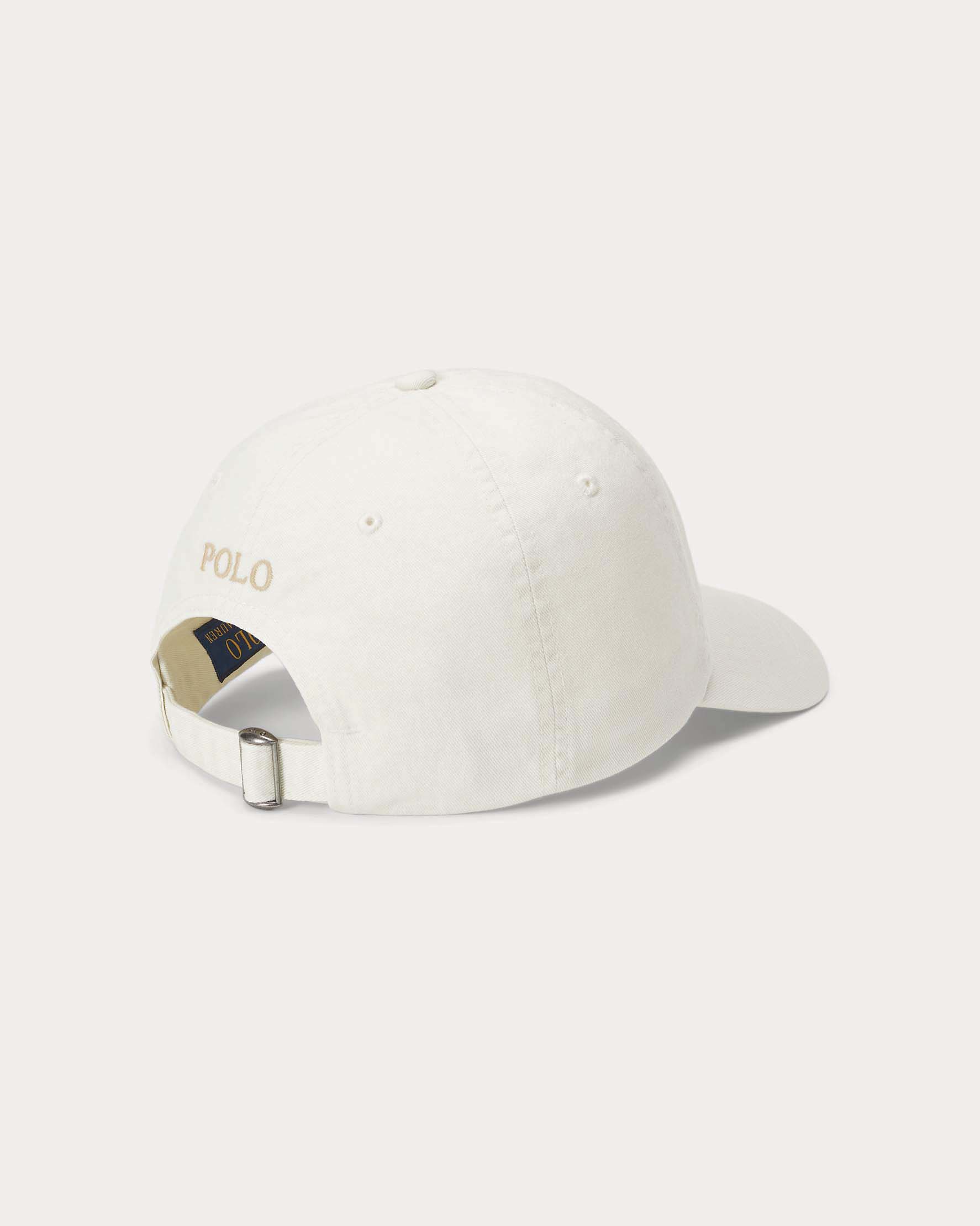 Cappellino bianco Polo Ralph Lauren in cotone con logo ricamato sul frontino a contrasto di colore image
