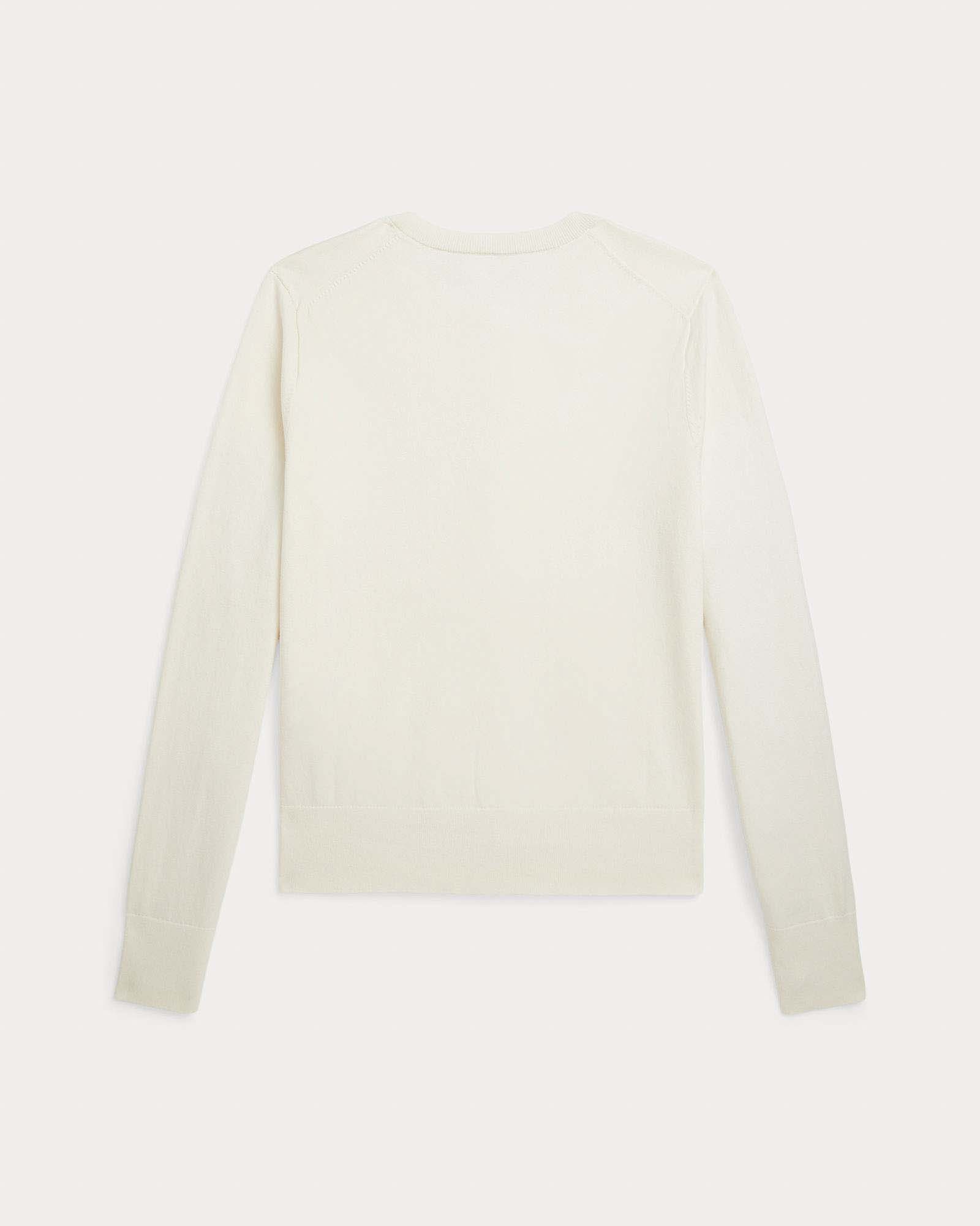 Cardigan color avorio Polo Ralph Lauren in cotone pima elasticizzato con logo Pony ricamato image