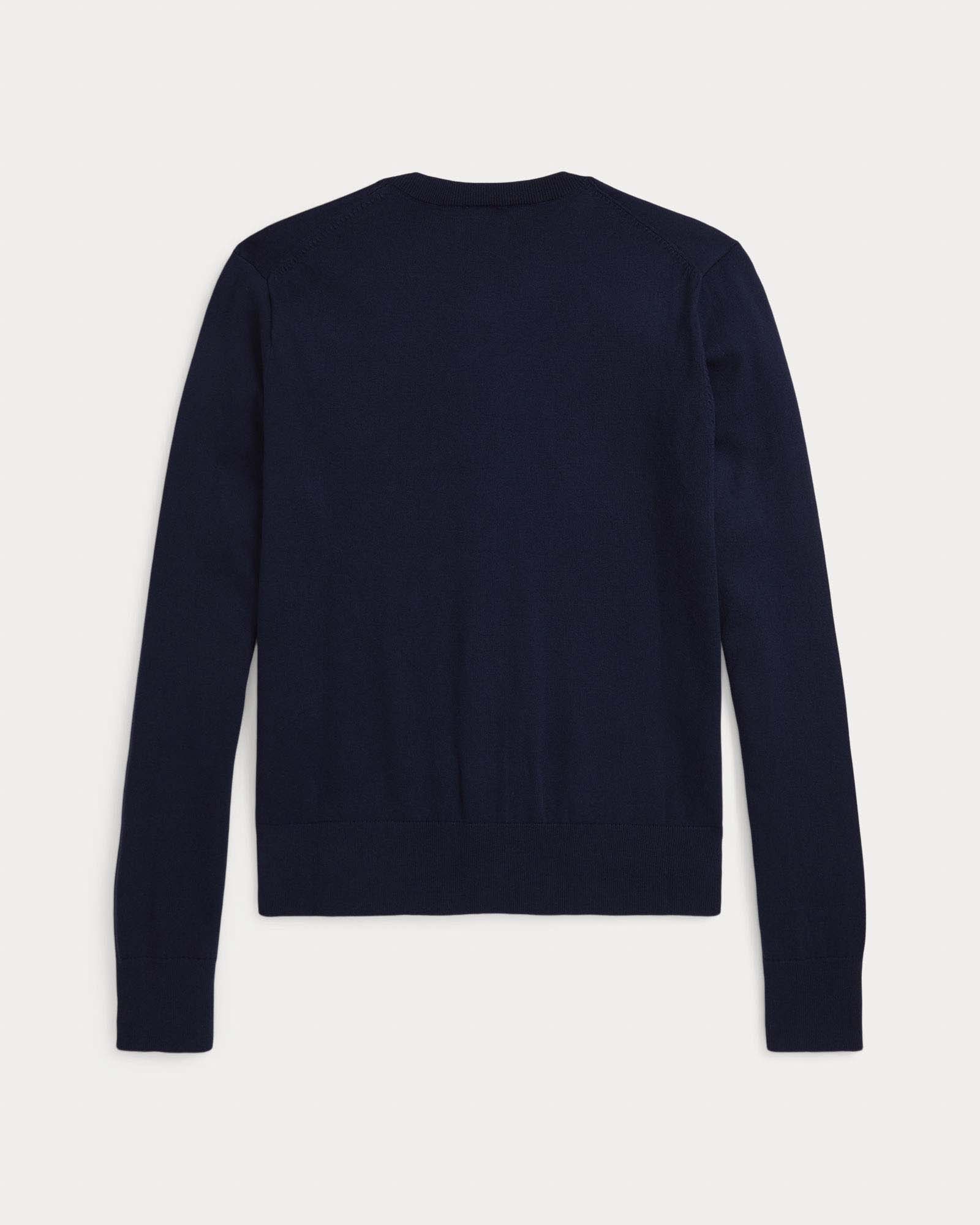 Cardigan blu navy Polo Ralph Lauren in cotone pima elasticizzato con logo Pony ricamato image