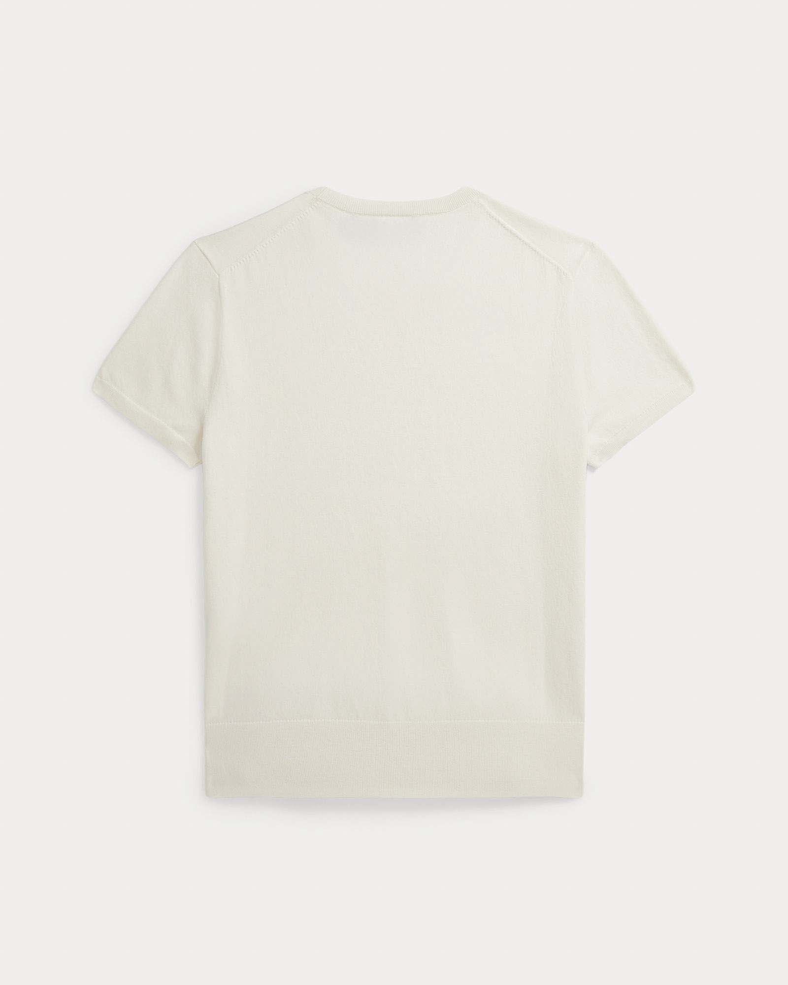 Maglia mezza manica color avorio Polo Ralph Lauren in cotone pima con logo Pony ricamato image