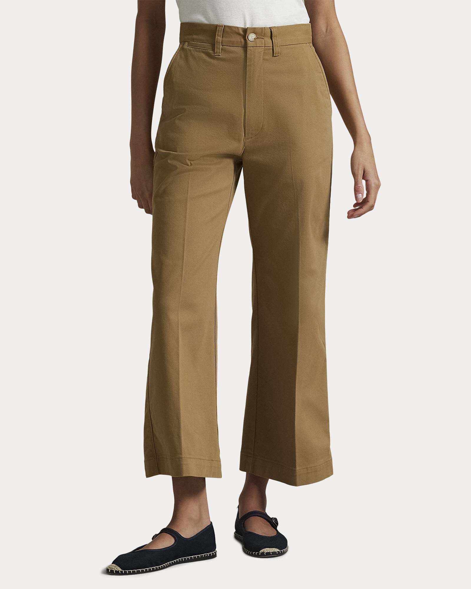 Pantaloni wide color cammello Polo Ralph Lauren in cotone elasticizzato image