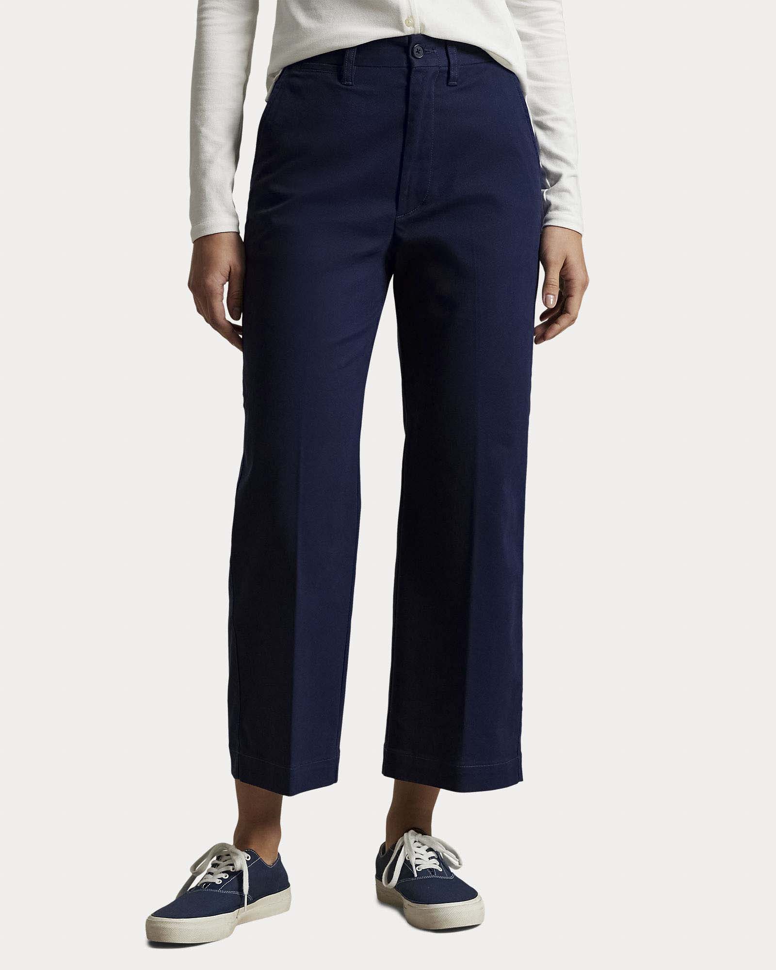 Pantaloni wide blu navy Polo Ralph Lauren in cotone elasticizzato image