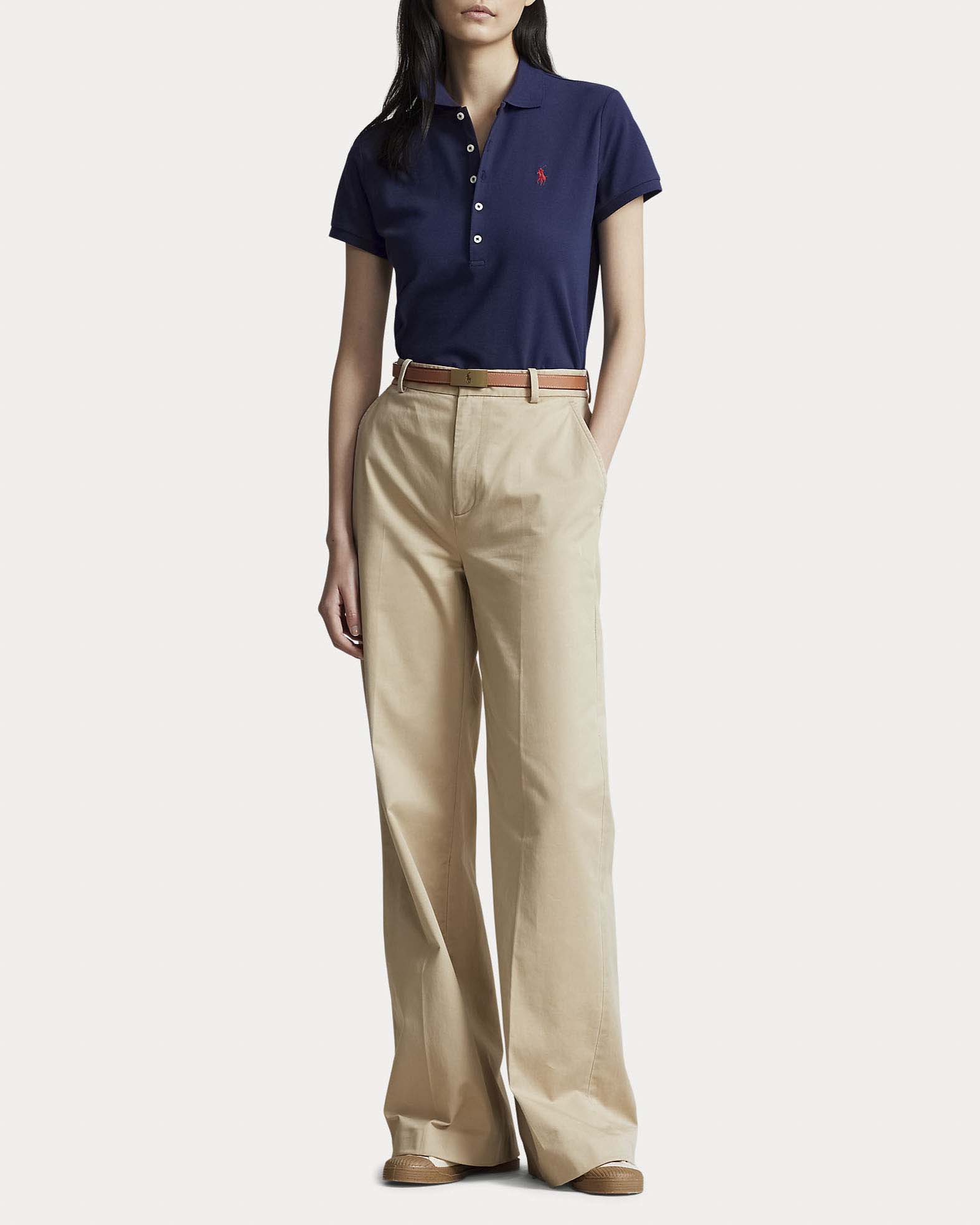 Polo a maniche corte blu navy in cotone elasticizzato Polo con logo Pony ricamato