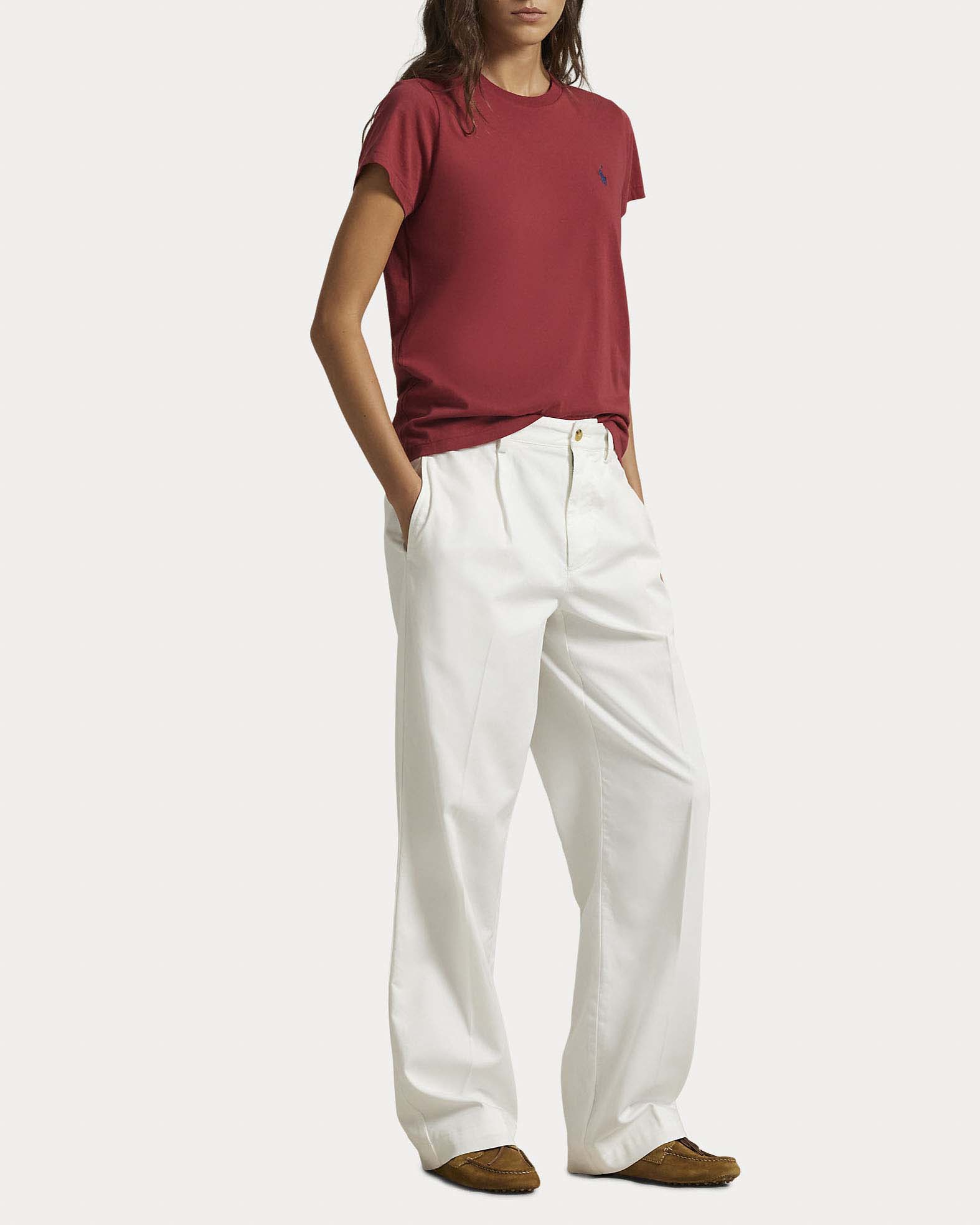 T-shirt a maniche corte color mattone in cotone Polo Ralph Lauren con logo Pony ricamato a contrasto