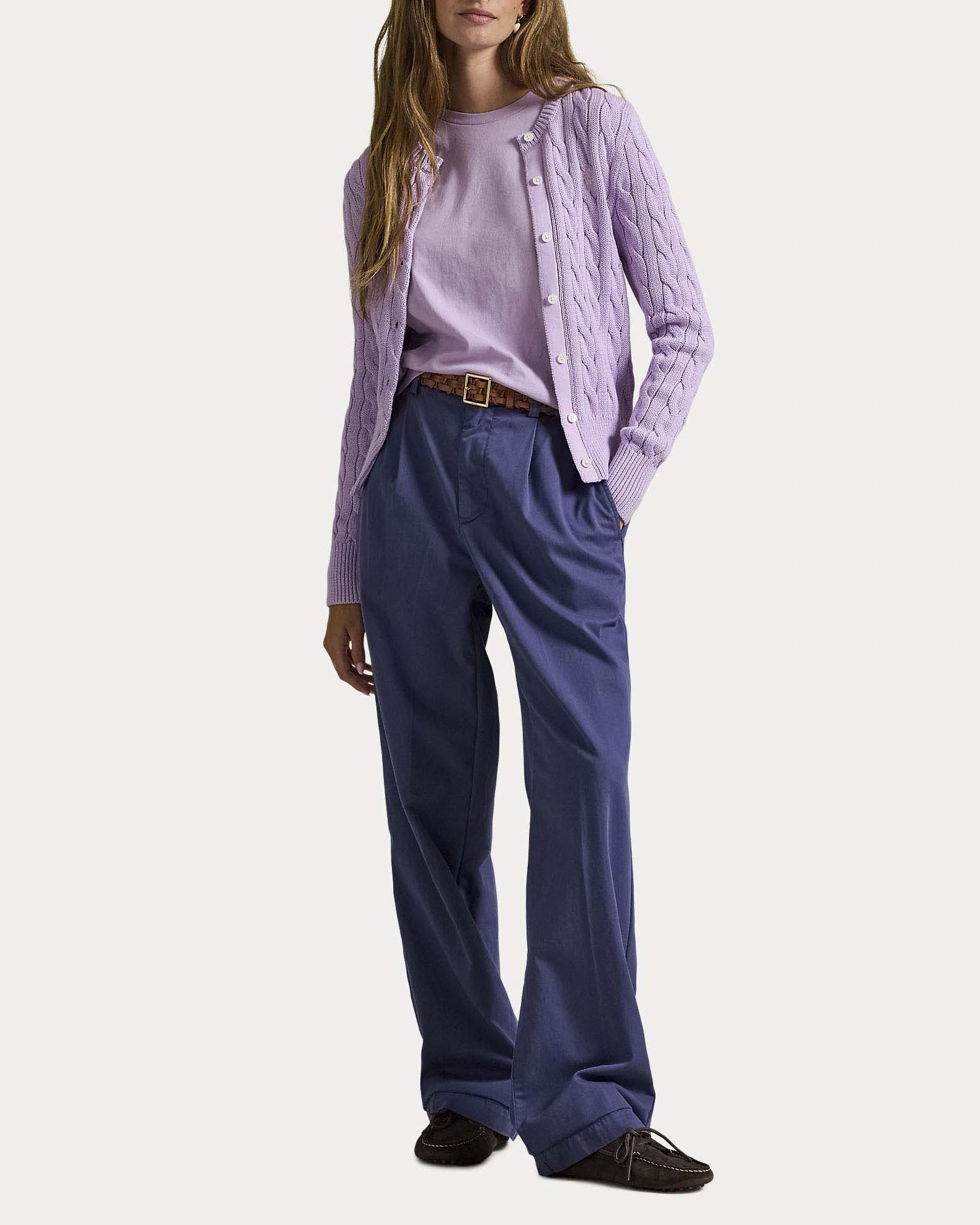 T-shirt a maniche corte lilla in cotone Polo Ralph Lauren con logo Pony ricamato a contrasto