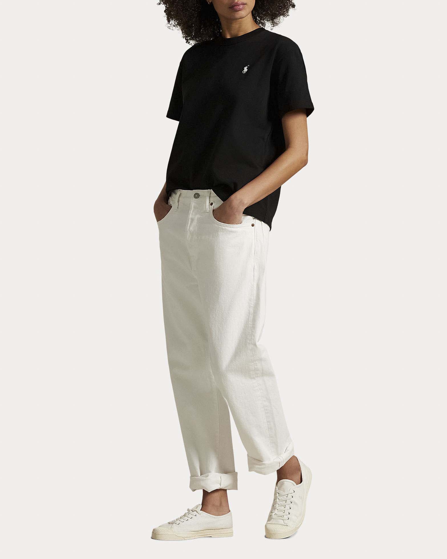 T-shirt relaxed fit mezza manica nera in jersey di puro cotone Polo Ralph Lauren con logo Pony ricamato