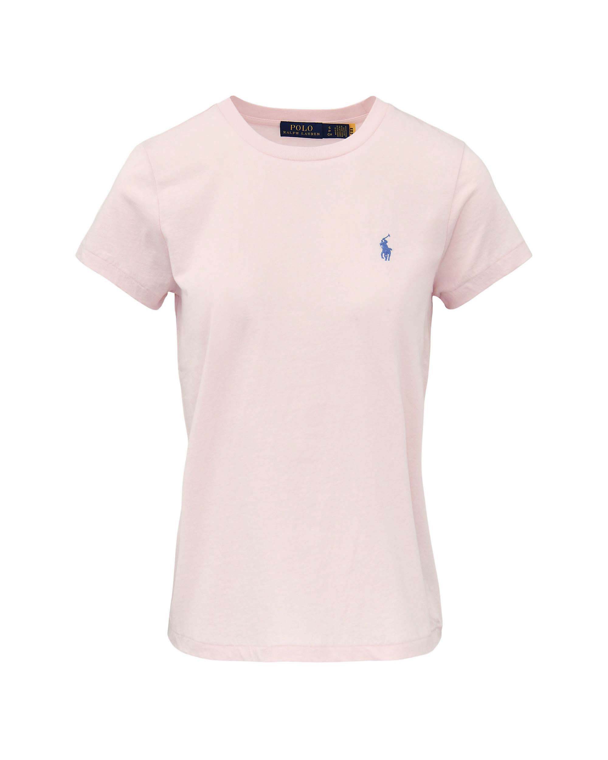 T-shirt a maniche corte rosa in cotone Polo Ralph Lauren con logo Pony ricamato a contrasto