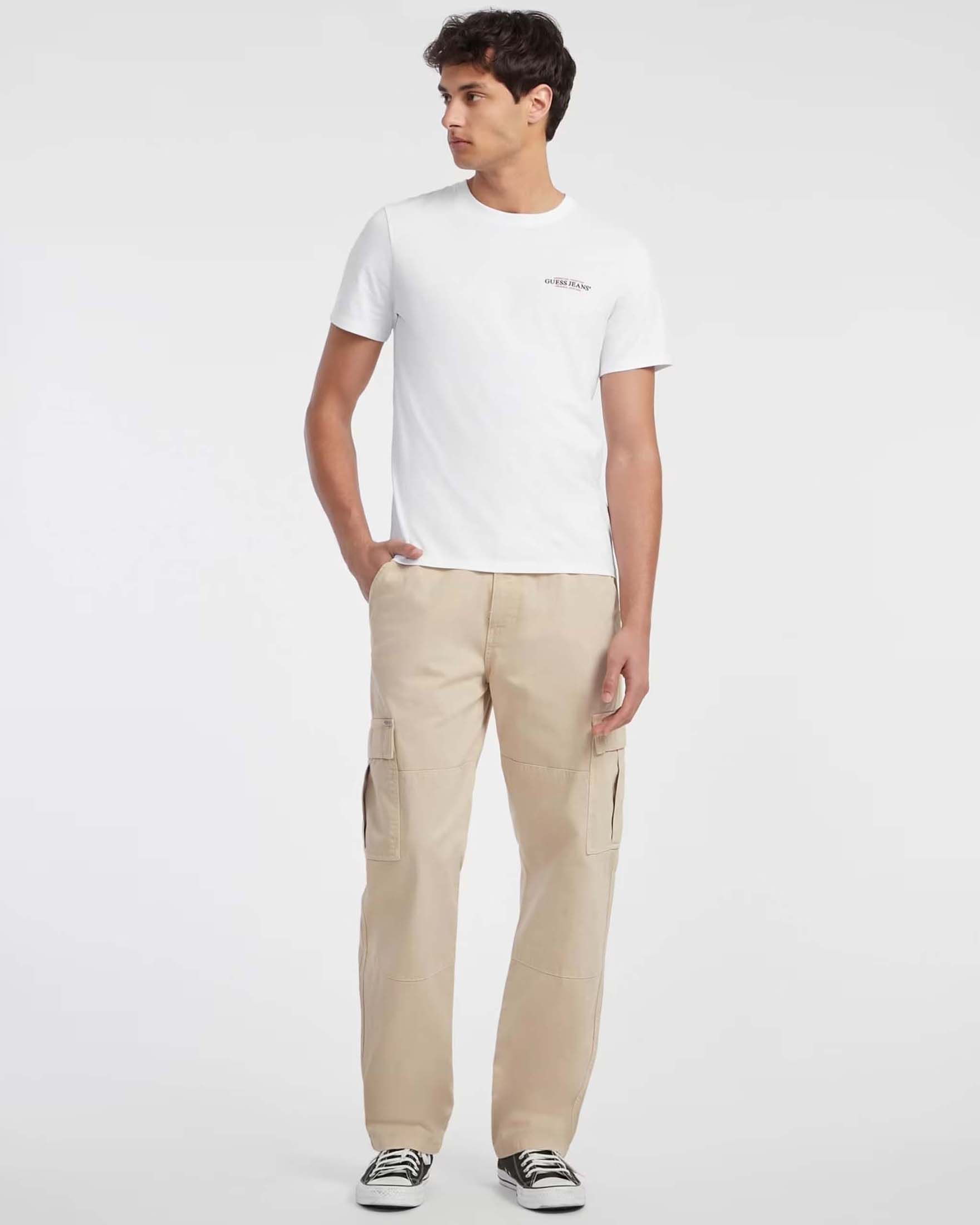 T-shirt mezza manica Guess Jeans bianca in puro cotone