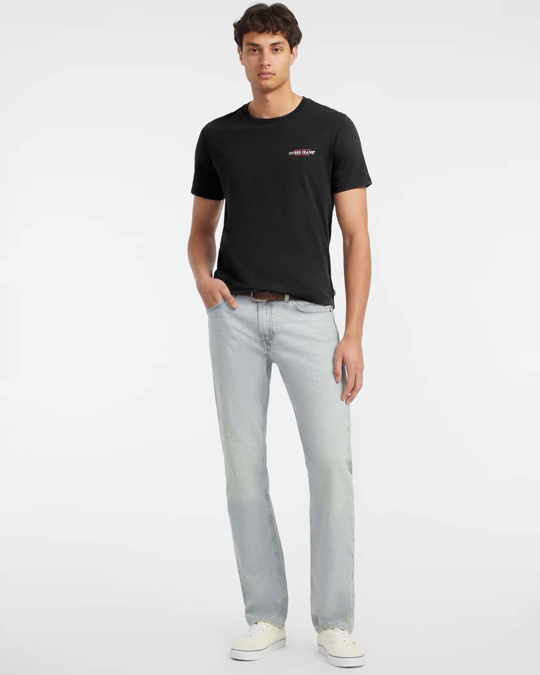 Guess Jeans — T-shirt mezza manica Guess Jeans nera in puro cotone
