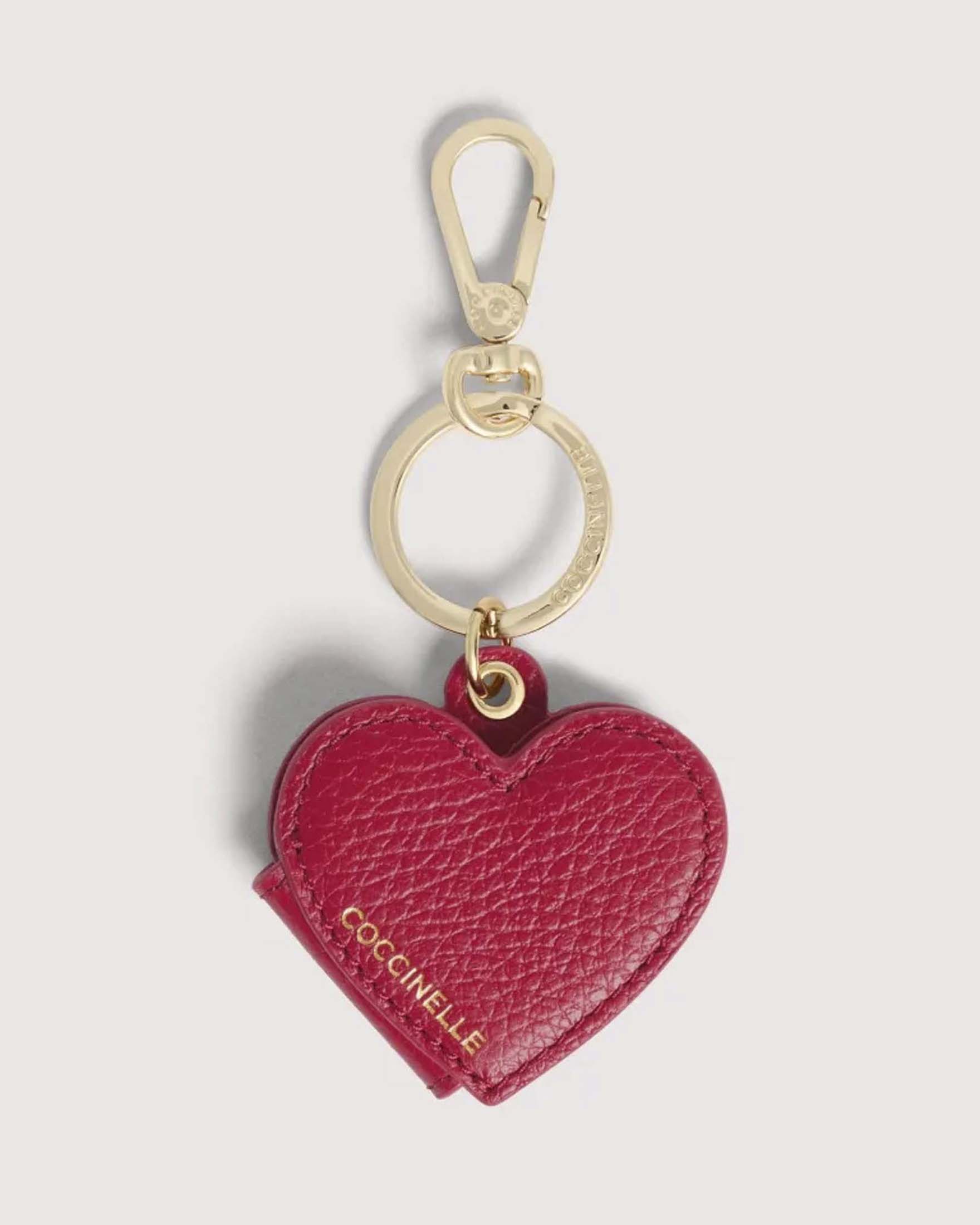 Portachiavi e portafoto Hearty Charm rosso in pelle a forma di cuore